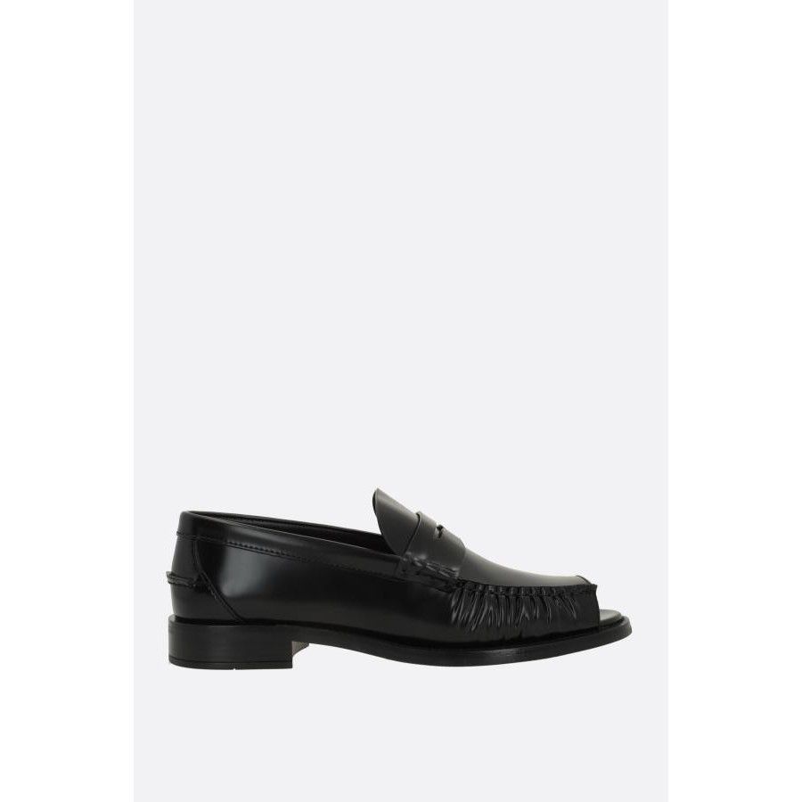Prada PRADA Black Leather Peep Toe Loafers New And Authentic (Wome Size US 8.5 / IT 38.5 - 1 Thumbnail