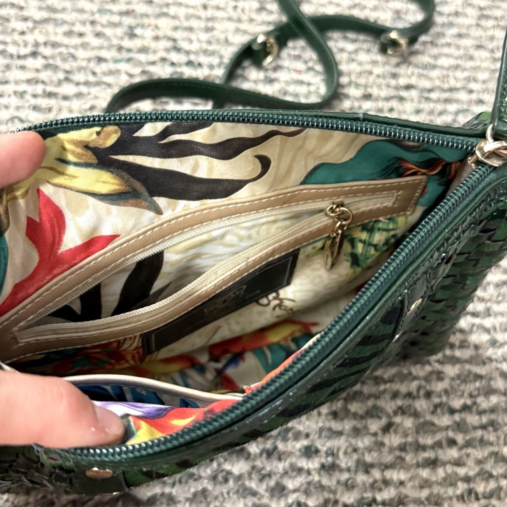 Vintage VINTAGE Sharif Satchel Green Leather Exotic Leather Trim 80s Size ONE SIZE - 4 Thumbnail