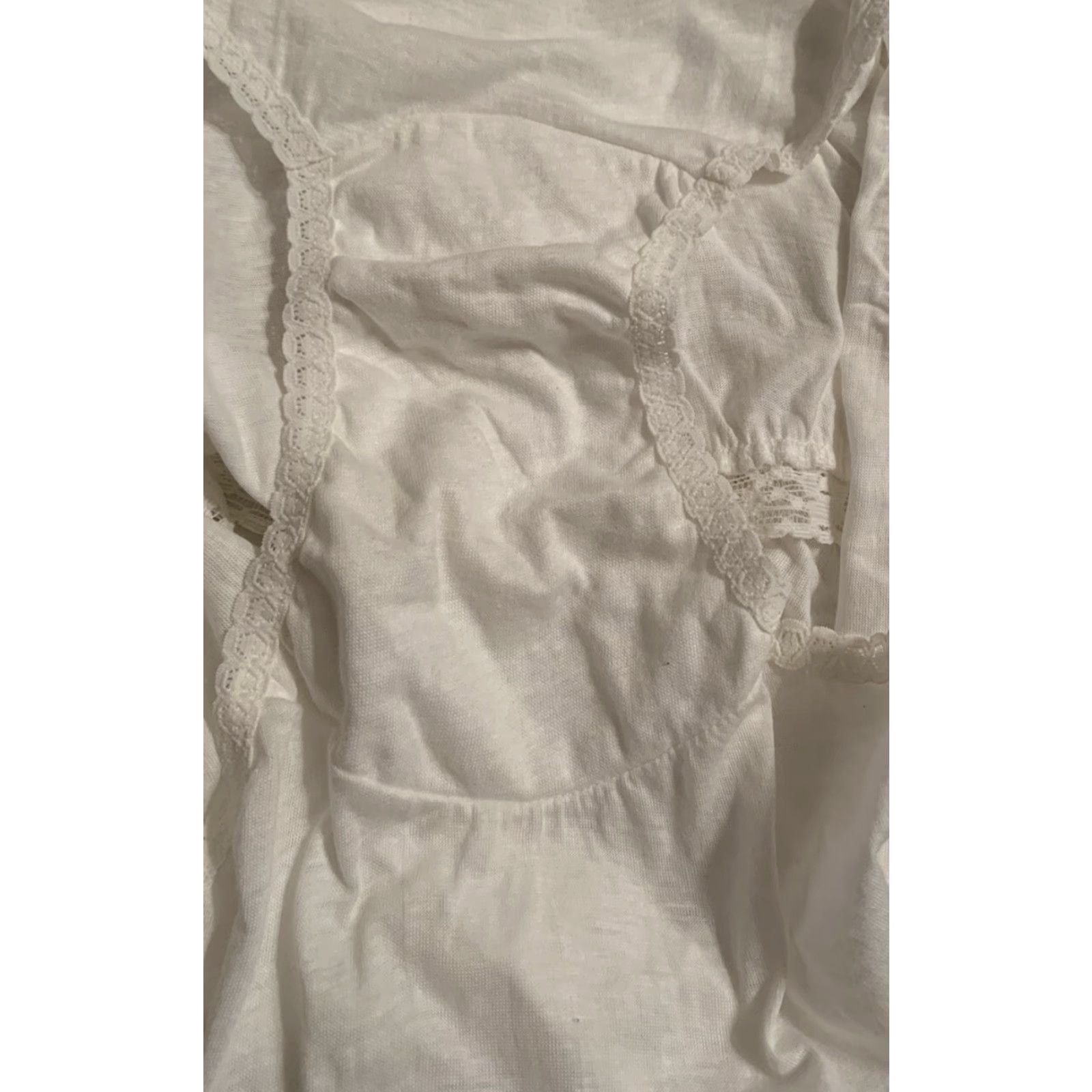Vintage VINTAGE Amply Sized White Cotton Lace Trim Full Brief Panties Plus Sz 22/24 NOS Made in USA Womens Granny 1970s? Size 40" / US 18 - 3 Thumbnail