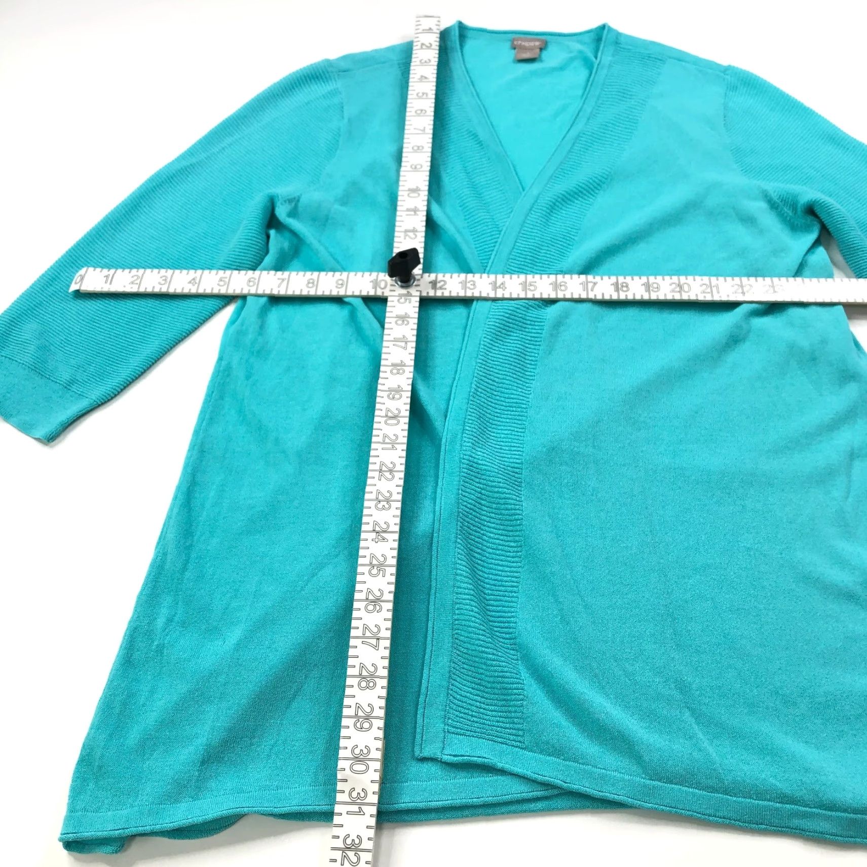 Vintage Chico's XS XL V-Neck Open Front Cardigan Duster Sweater Teal Blue Size XL / US 12-14 / IT 48-50 - 4 Thumbnail