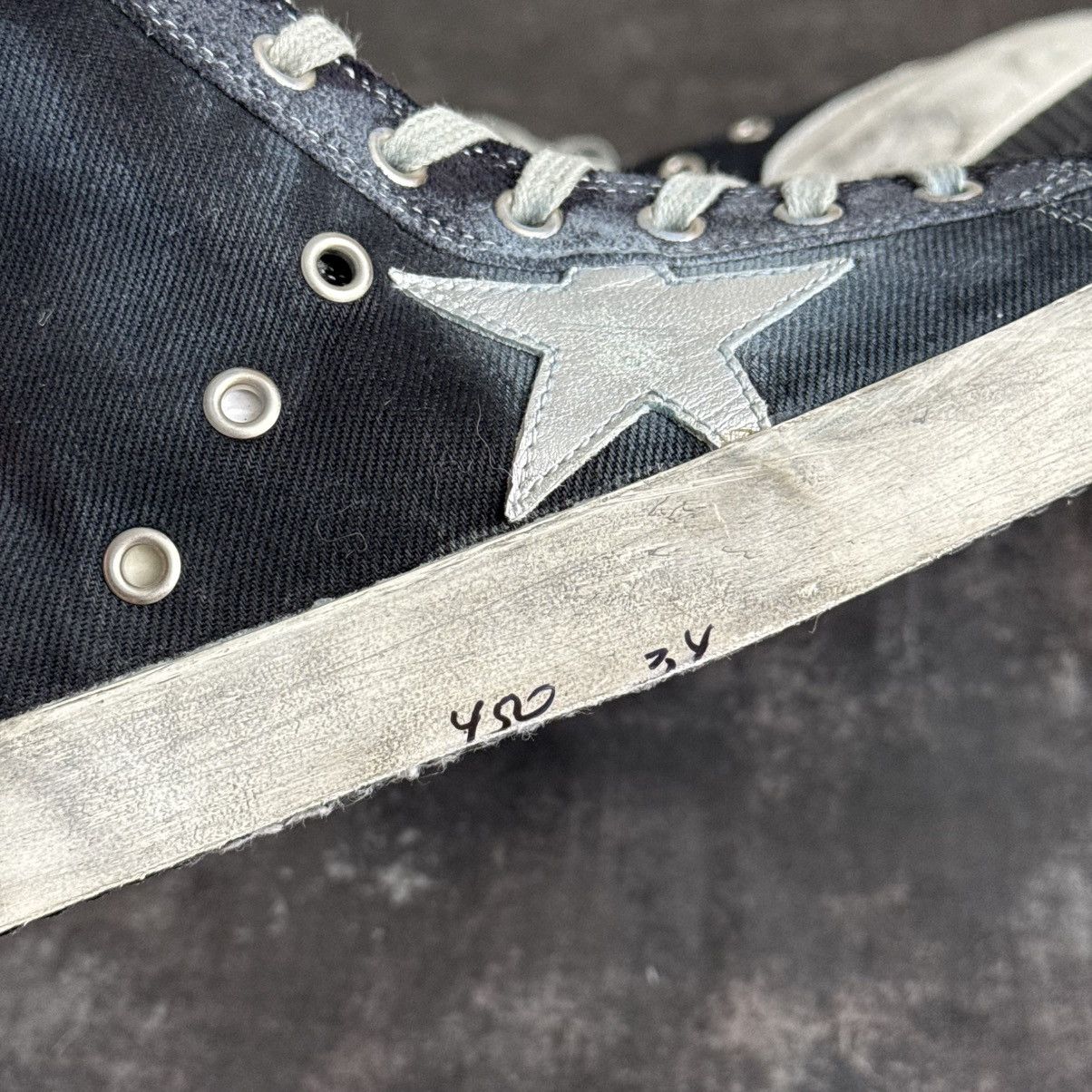 Golden Goose Golden Goose Francy Distressed Navy Denim High-Top Sneakers Size US 9 / IT 39 - 7 Thumbnail