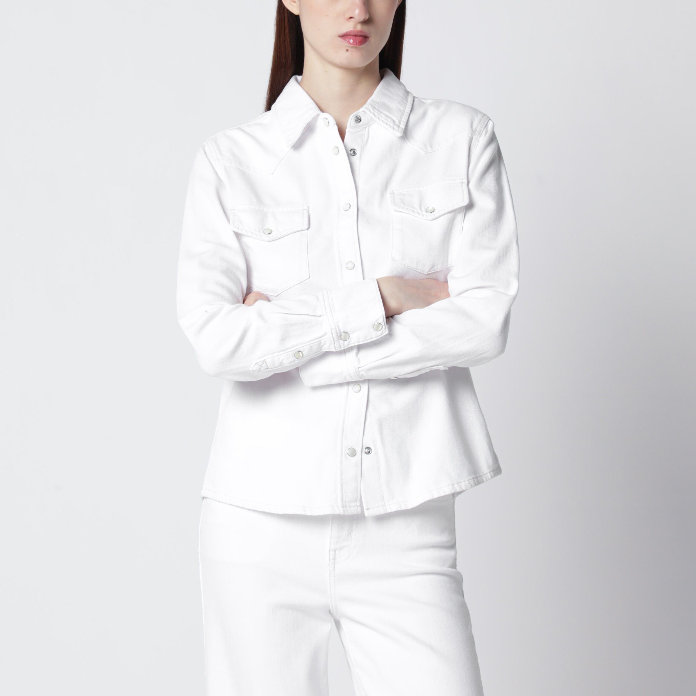 Frame Frame White Rigid Denim Shirt Size S / US 4 / IT 40 - 1 Thumbnail