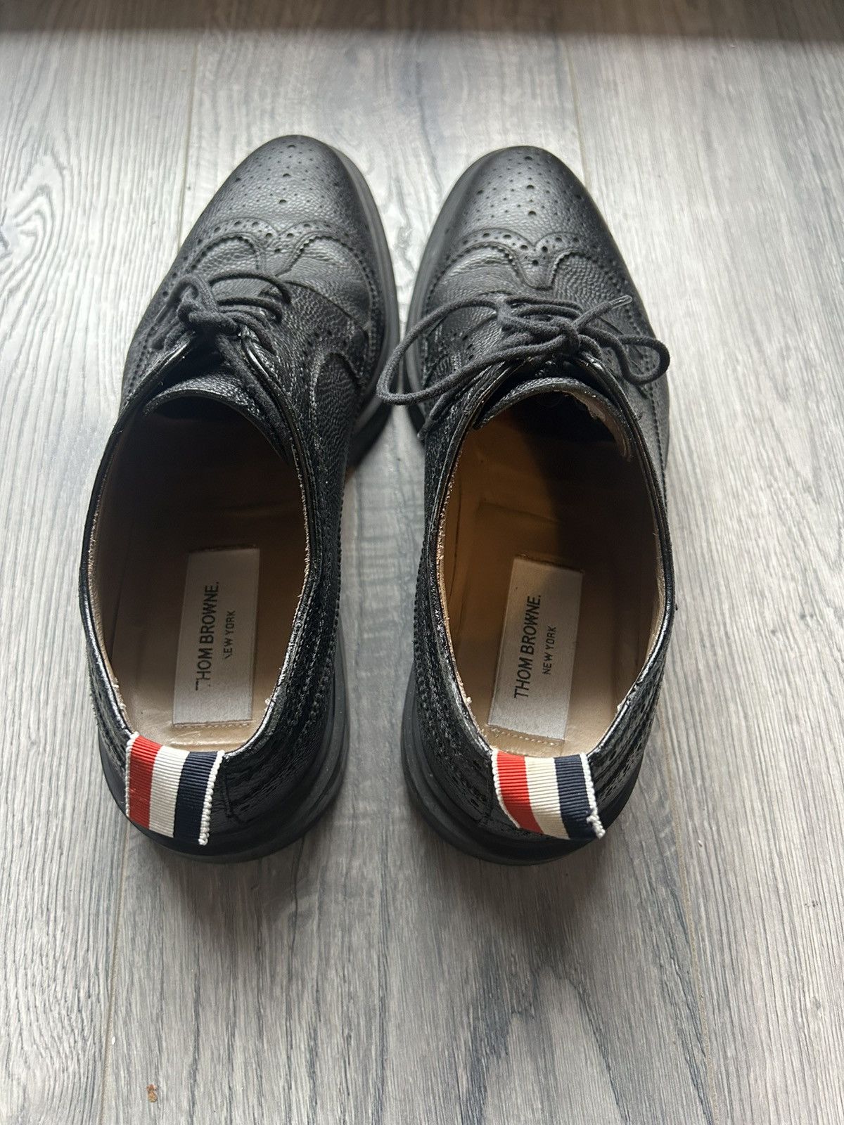 Thom Browne Black Wingtip Brogue Derby Shoes Size US 6.5 / EU 39-40 - 7 Thumbnail