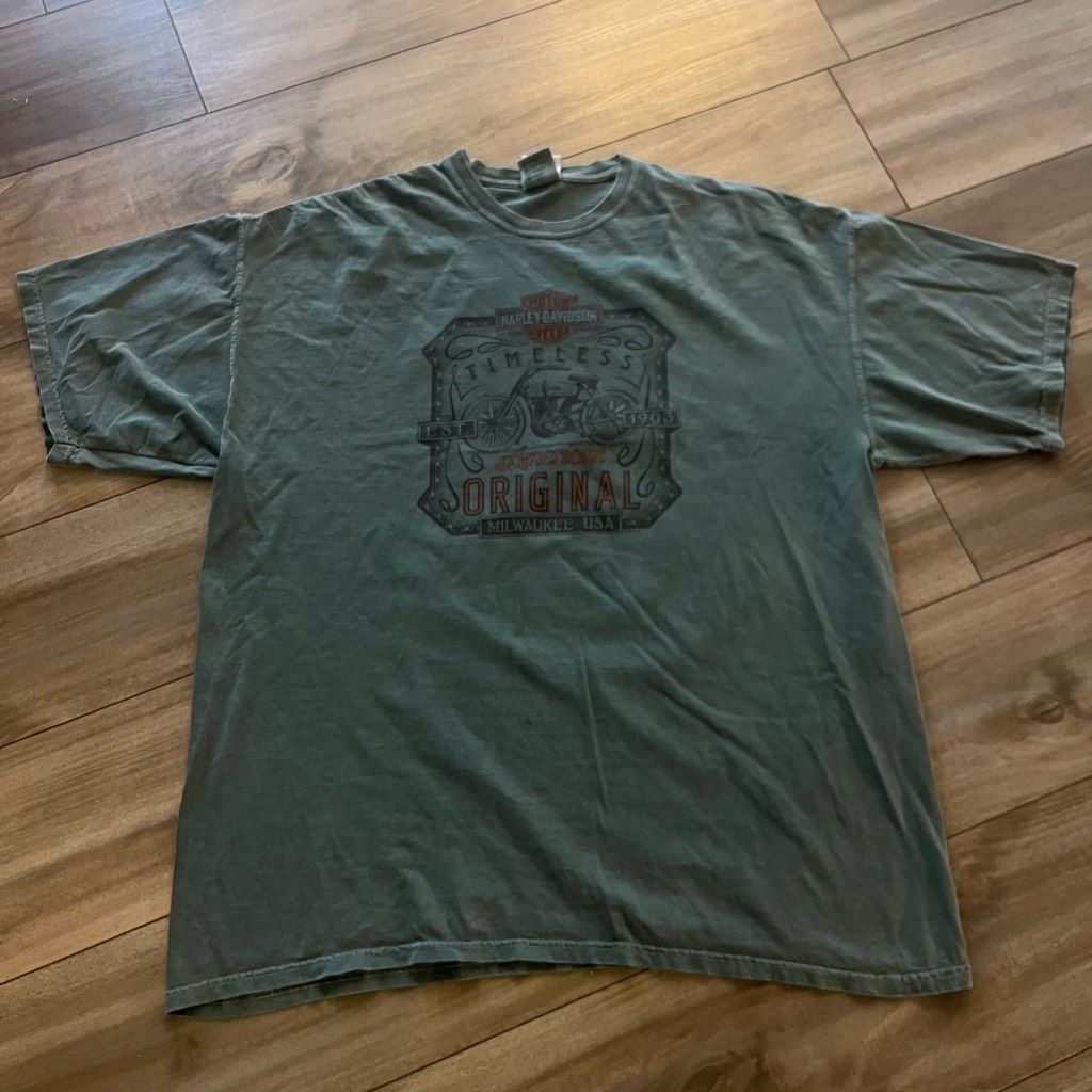 Harley Davidson Harley Davidson Motorcycle Green Casual Graphic Shirt Men 2X Size US XXL / EU 58 / 5 - 1 Thumbnail