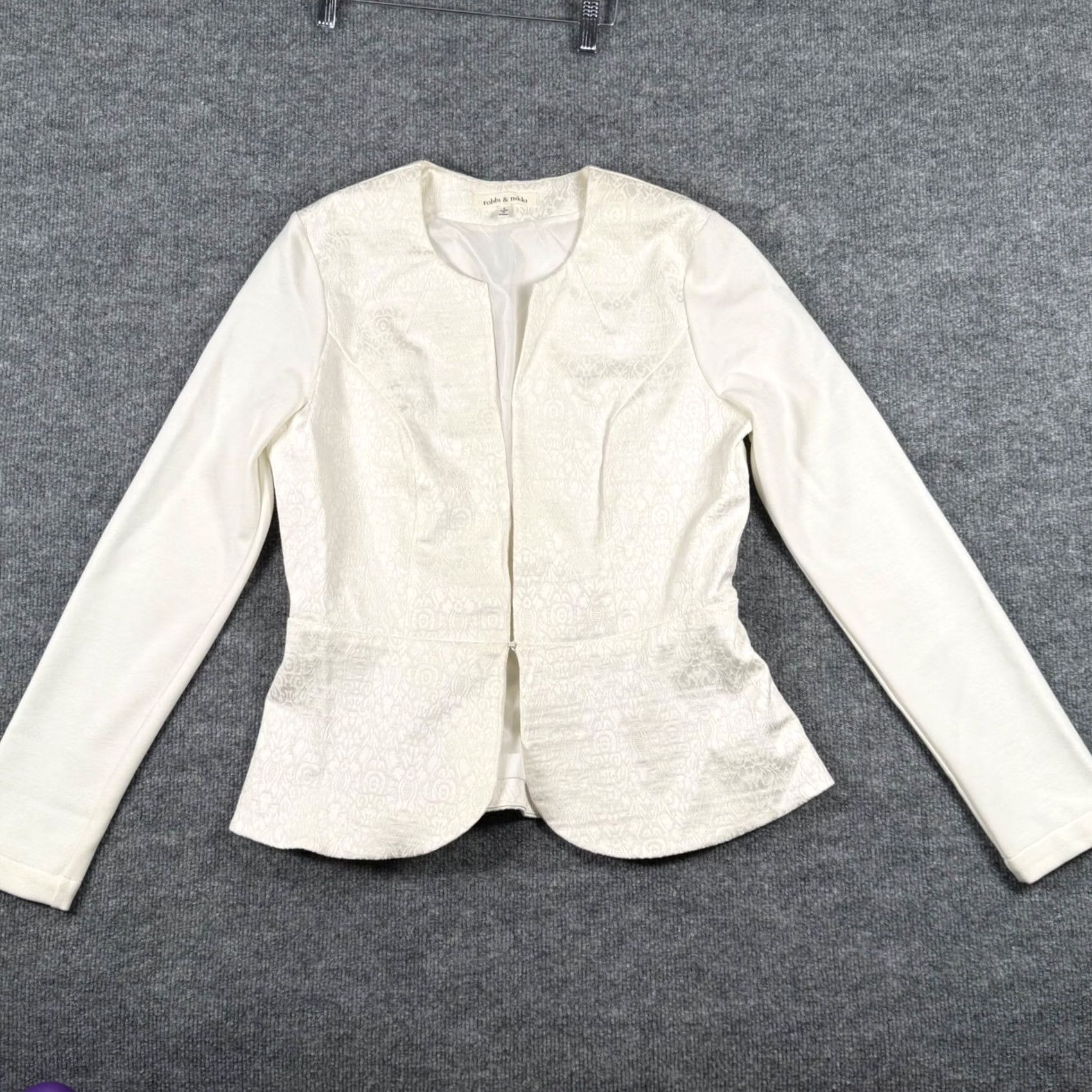 Vintage Robbi Nikki Lg Jaquard Textured Peplum Blazer Jacket Elegant Glam Formal Wedding Womens Size L / US 10 / IT 46 - 2 Thumbnail