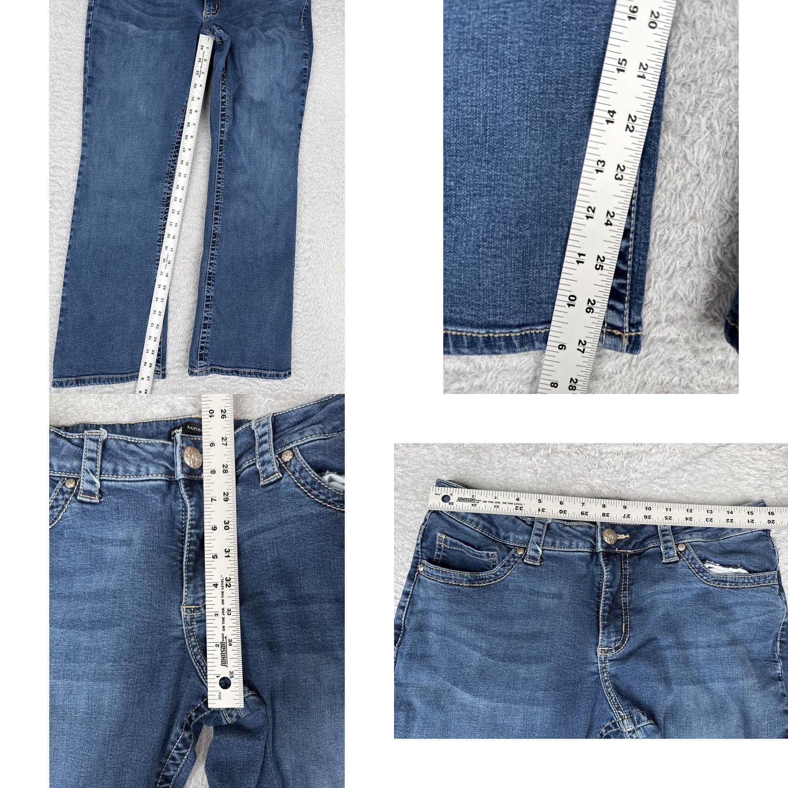Lee Lee Jeans Womens 12 Short Blue Midrise Fit Straight Leg Denim with Stretch - 5-Pocket, Zip Fly - Regular Size 34" / US 12 / IT 48 - 8 Thumbnail