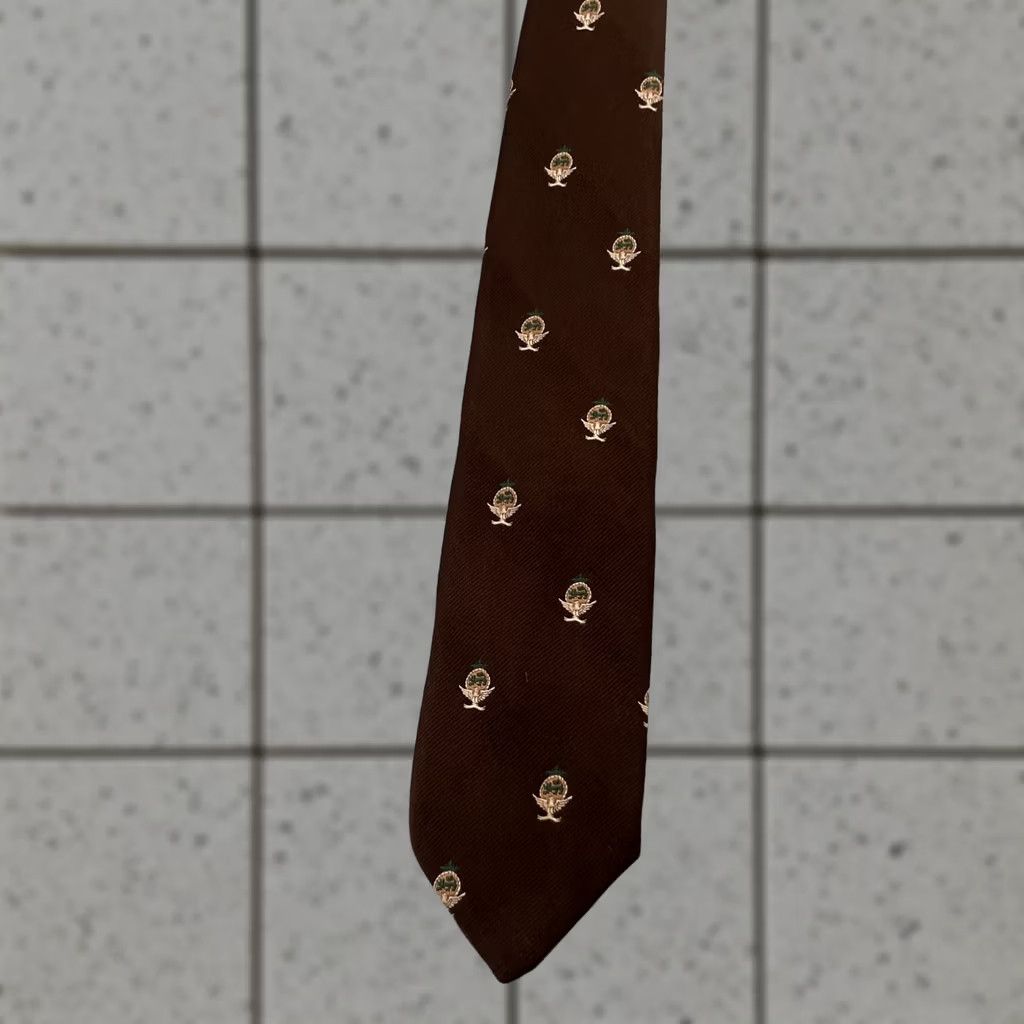 Vintage VINTAGE Smith & Logsdon Tie Necktie Eagle Flight Crest Woven Capsule 3x58 Brown Polyester Men's Tie 60s 70s Capsule Necktie Size ONE SIZE - 1 Thumbnail