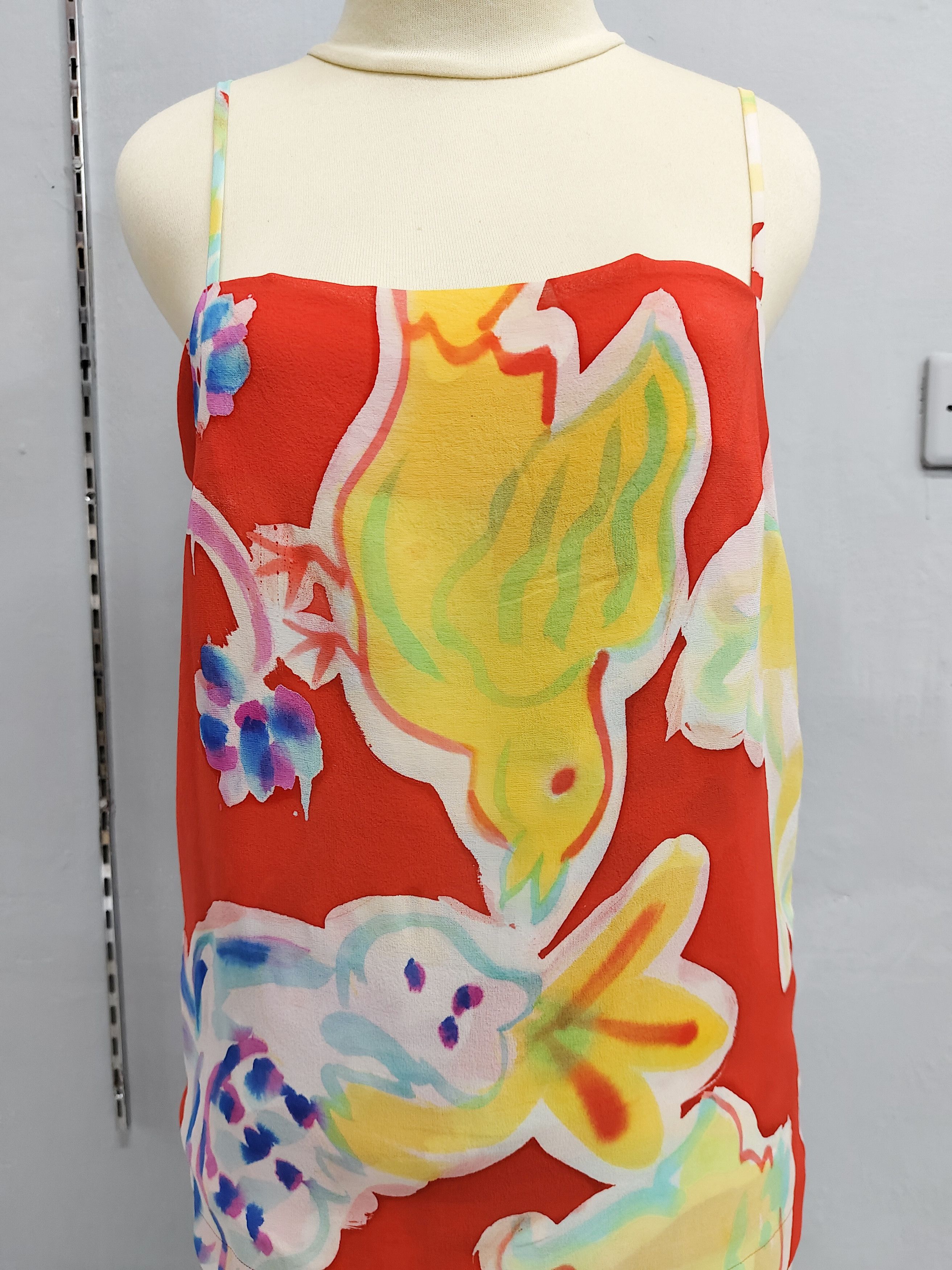 Issey Miyake SAMPLE🔥Issey Miyake Archived Abstract Floral Bird Camisole Size M / US 6-8 / IT 42-44 - 9 Thumbnail