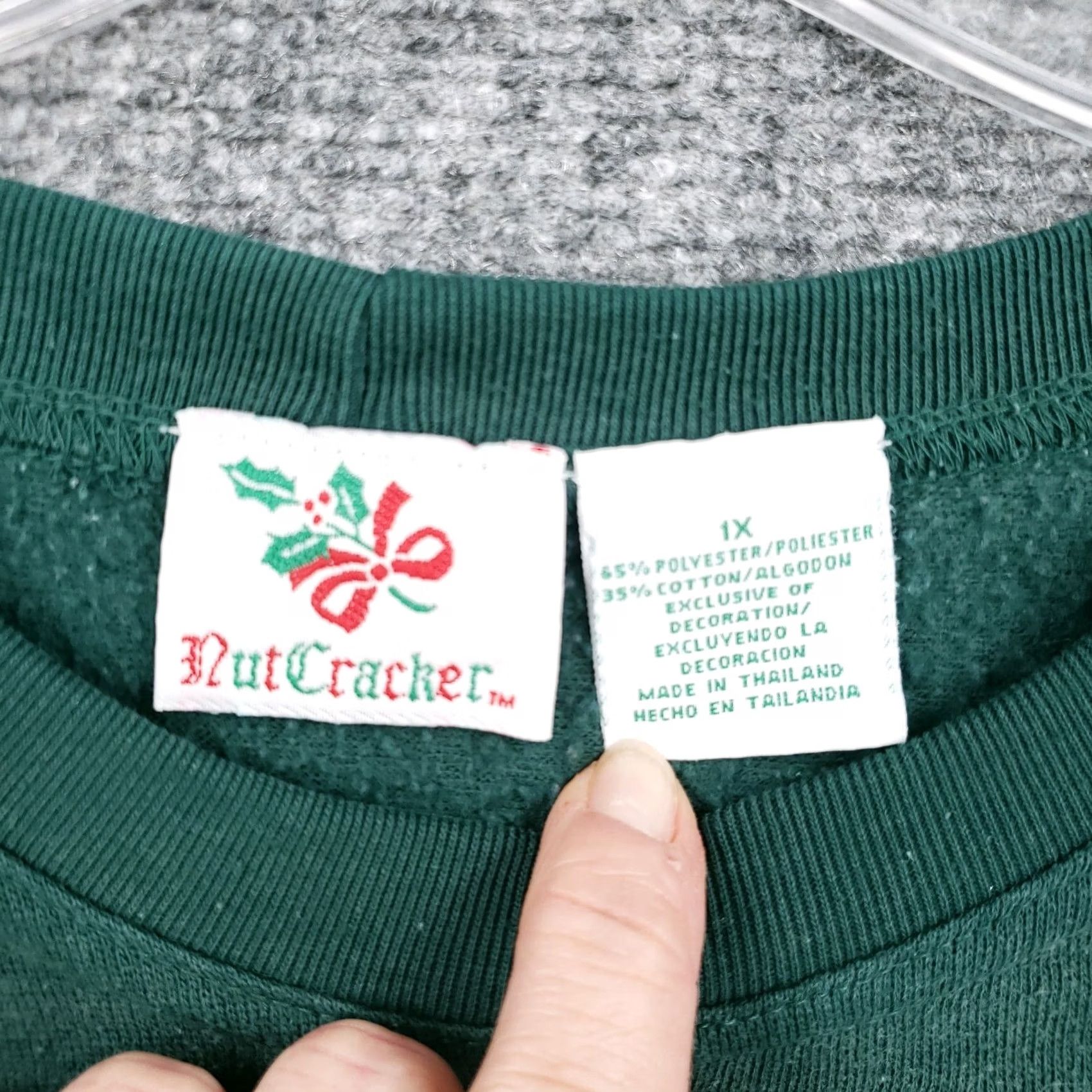 Vintage VINTAGE Nutcracker Sweatshirt Womens 1X Plus Green Embroidered Bird Fleece 90s Size XL / US 12-14 / IT 48-50 - 7 Thumbnail