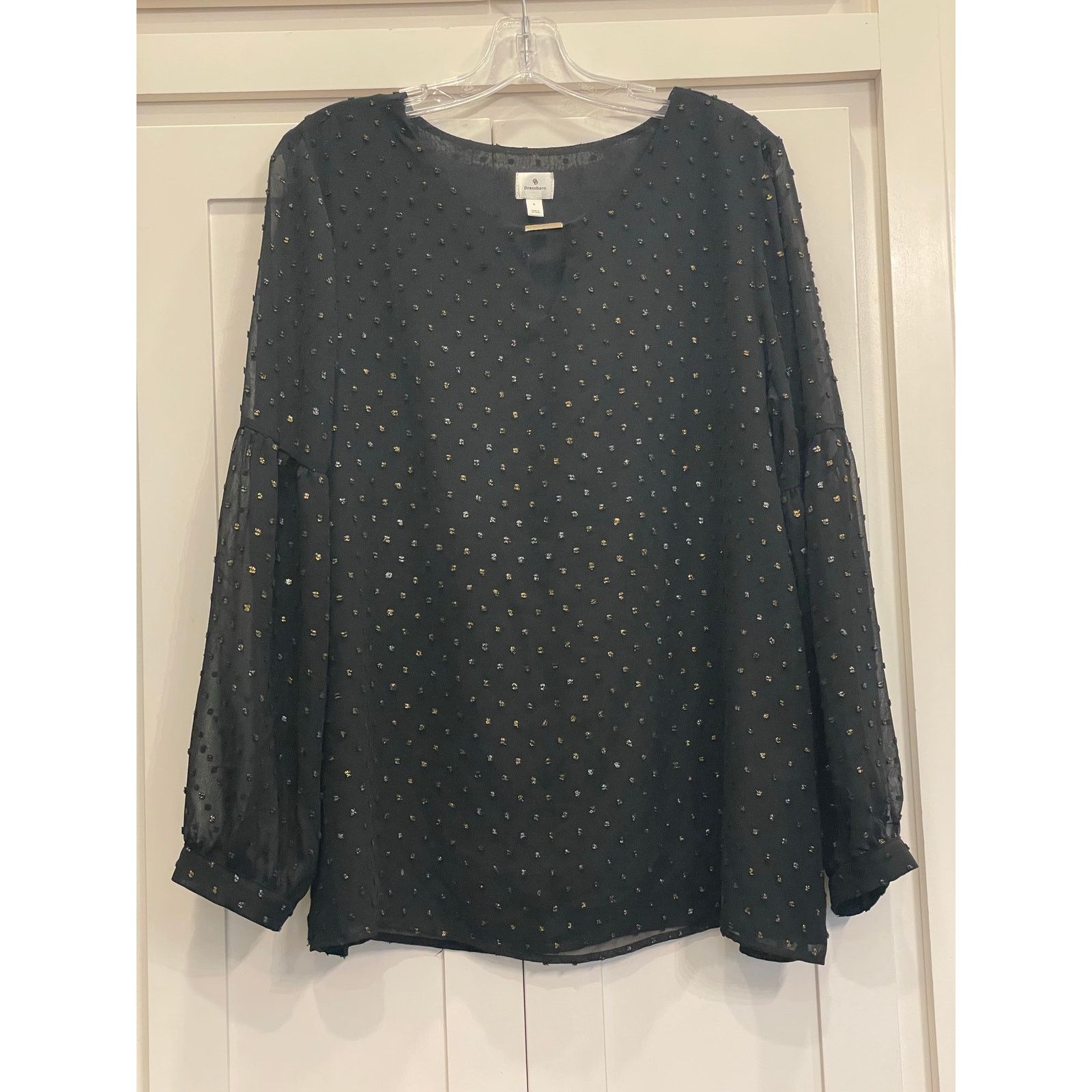 Other Dress Barn Black blouse with metallic accents LG Size L / US 10 / IT 46 - 1 Thumbnail