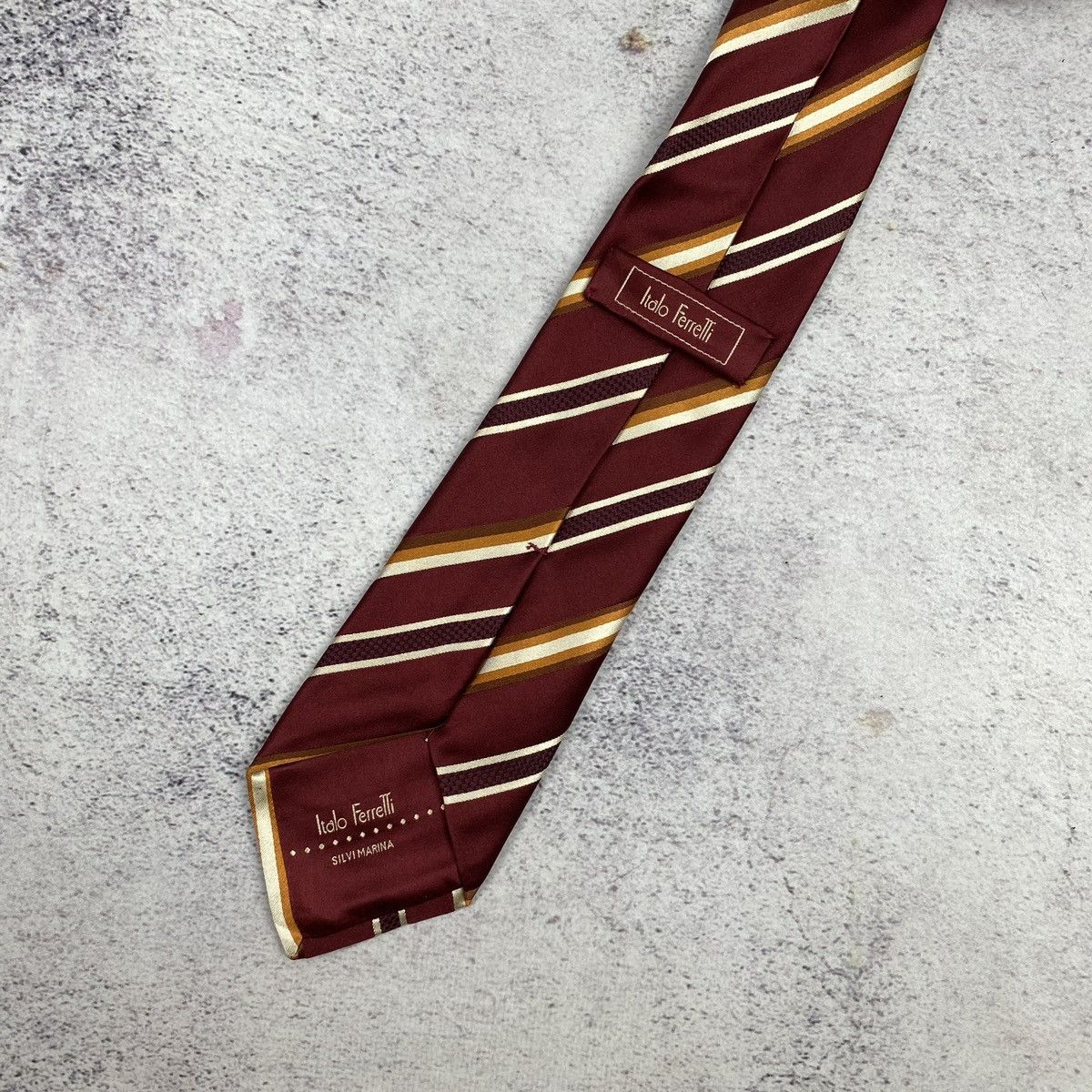 ITALO FERRETTI Men’s Tie Pure Silk Red Striped