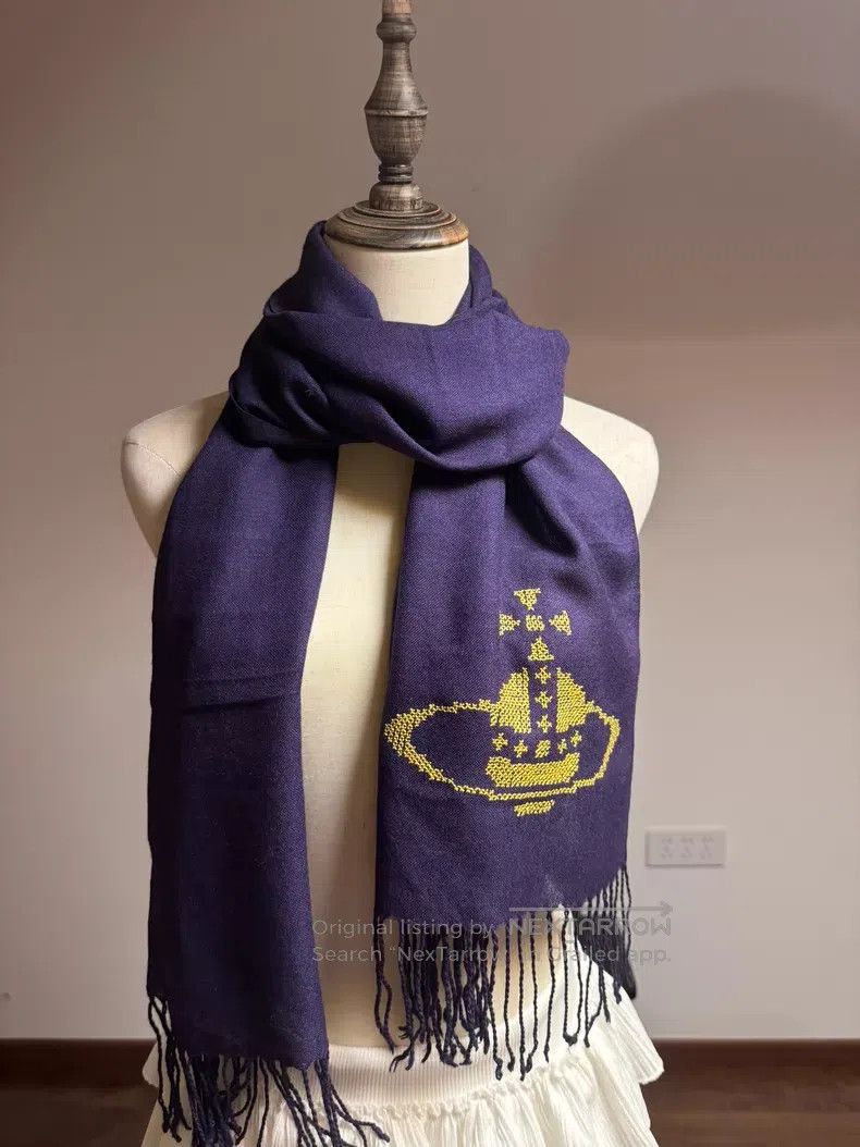 Vivienne Westwood Vivienne Westwood Purple Saturn Embroidered Fringe Scarf Size ONE SIZE - 4 Thumbnail