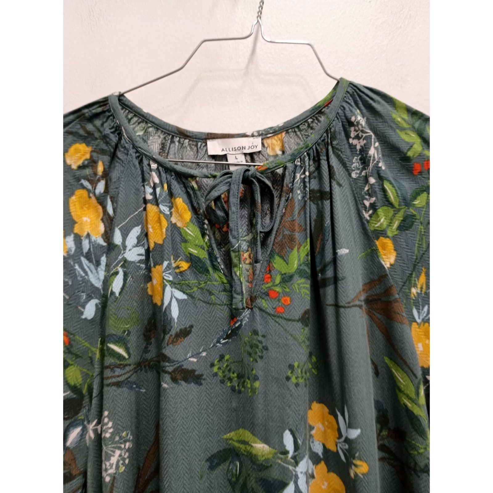 Altea Allison Joy Blouse Womens Large Teal Floral BOHO Peasant Long Sleeve Casual Top Size L / US 10 / IT 46 - 3 Thumbnail