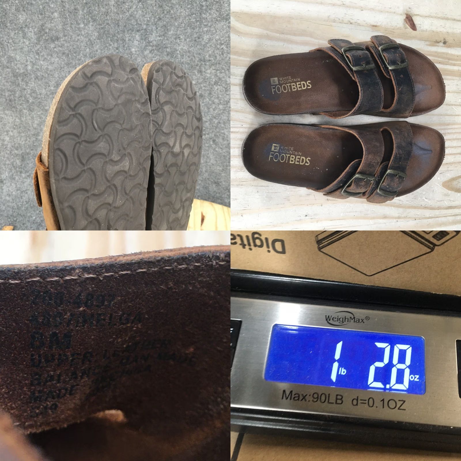 Vintage White Mountain Helga Buckle Slides Womens Brown Leather Sandal 8 M Slip On Casual Footwear Size US 8 / IT 38 - 9 Thumbnail
