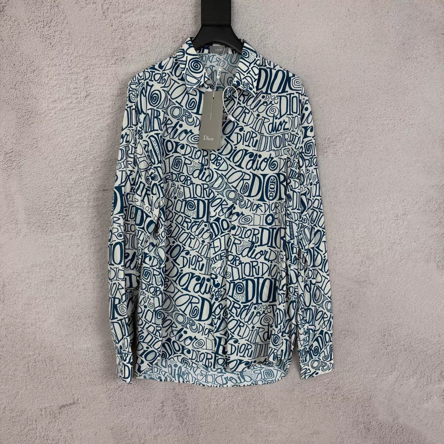 Dior DIOR x Stussy Letter Logo Printed LS Shirt Men's Blue 40 Size US M / EU 48-50 / 2 - 1 Thumbnail