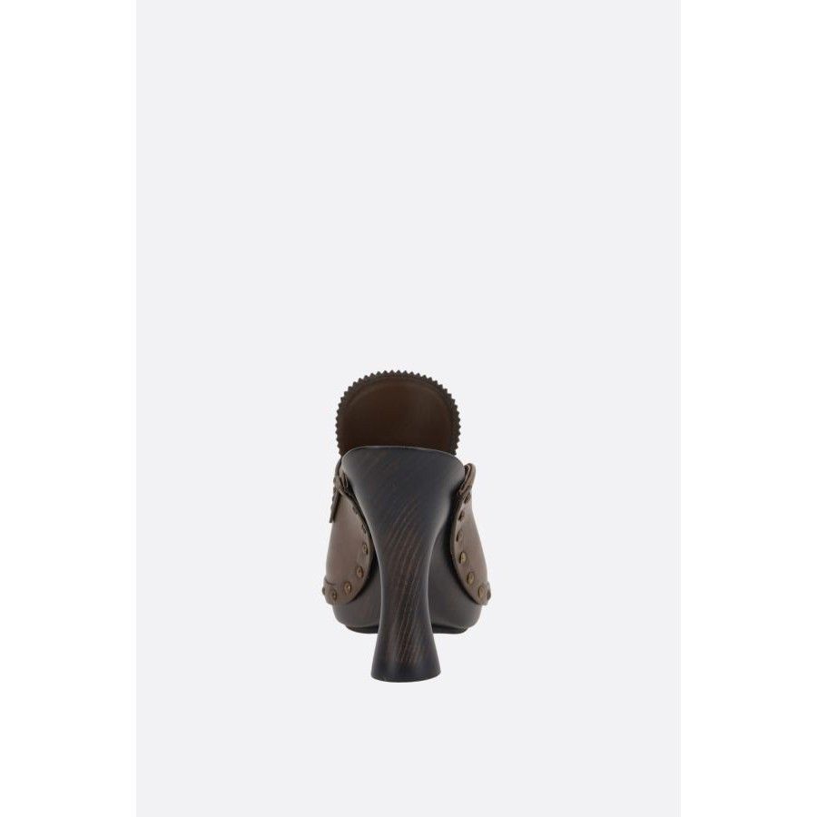 Burberry BURBERRY Brown Leather Potter Clogs Mules New & Authentic (W Size US 9 / IT 39 - 3 Thumbnail
