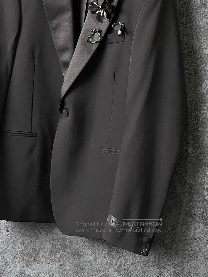 Versace Versace Black wool beaded design suit Size 48S - 6 Thumbnail