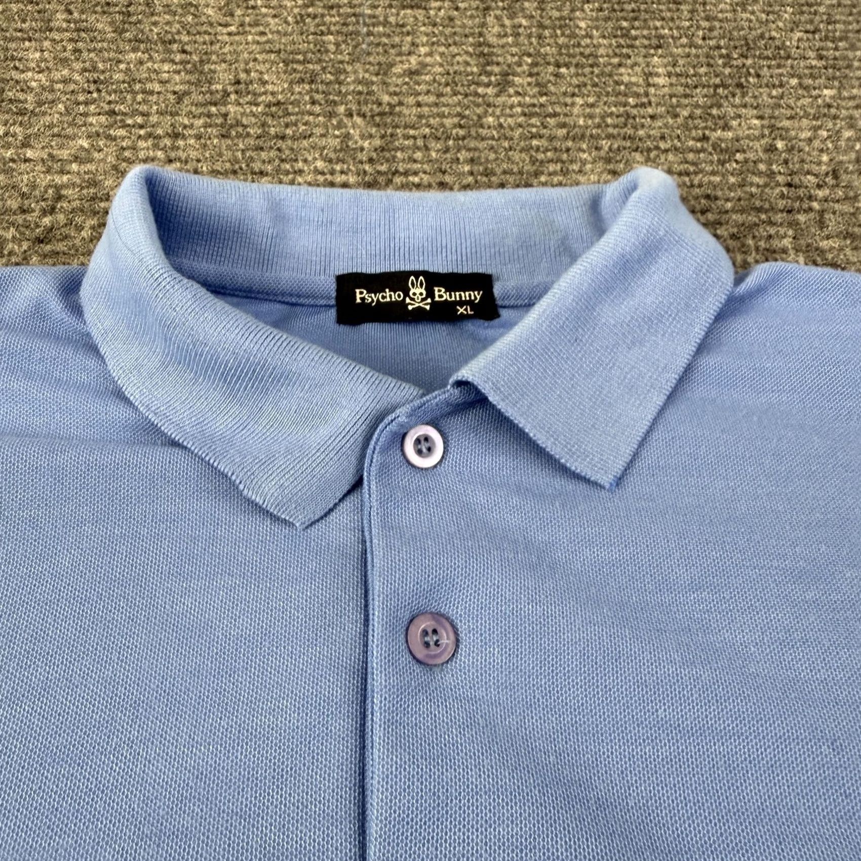 Psycho Bunny Psycho Bunny Polo Shirt Mens XL Blue Solid Cotton Poly Pique Knit Logo Casual Size US XL / EU 56 / 4 - 5 Thumbnail