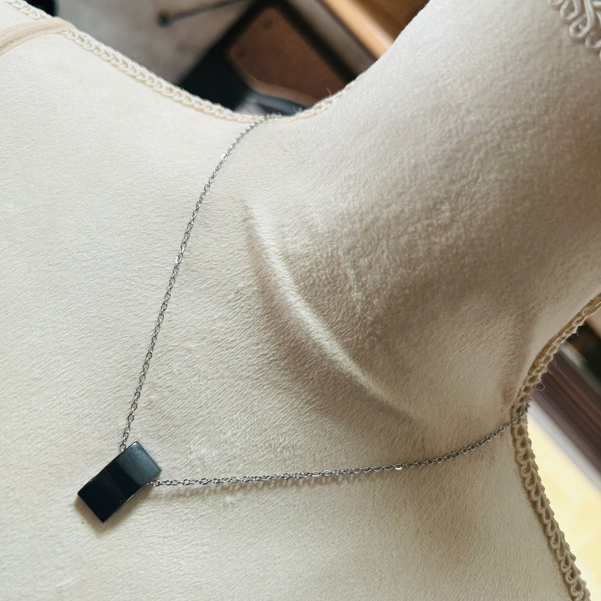 Handmade Genuine hematite slider pendant on chain necklace Size ONE SIZE - 1 Thumbnail