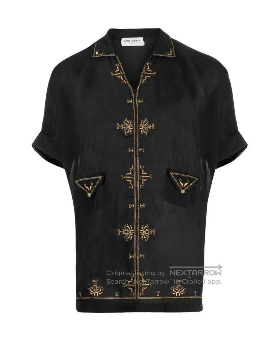 Saint Laurent Paris Saint Laurent Black Gold Embroidery Shirt. Size US XXS / EU 40 - 1 Thumbnail