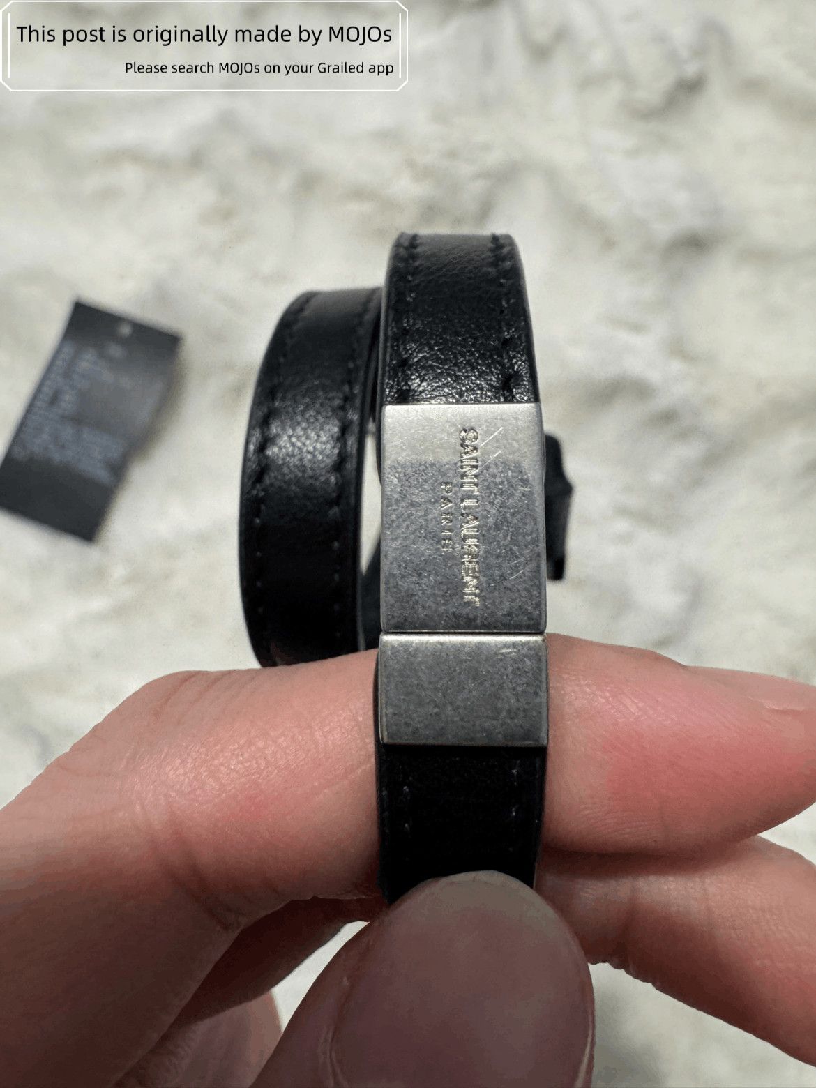 Saint Laurent Paris Saint Laurent Paris Leather Joint Silver Logo Bracelet Size ONE SIZE - 7 Thumbnail