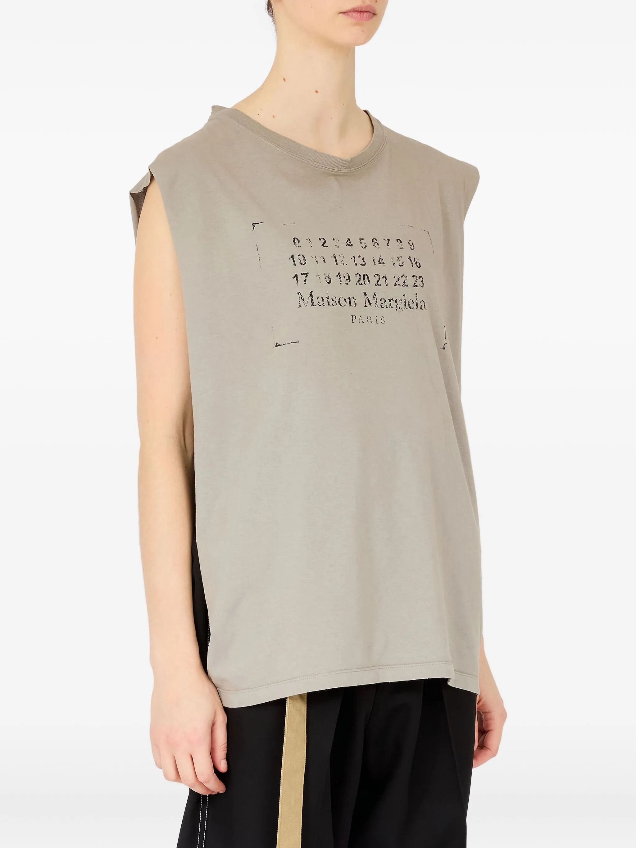 Maison Margiela o1w1db10526 Cotton Tank Top in Light Grey Size M / US 6-8 / IT 42-44 - 3 Thumbnail