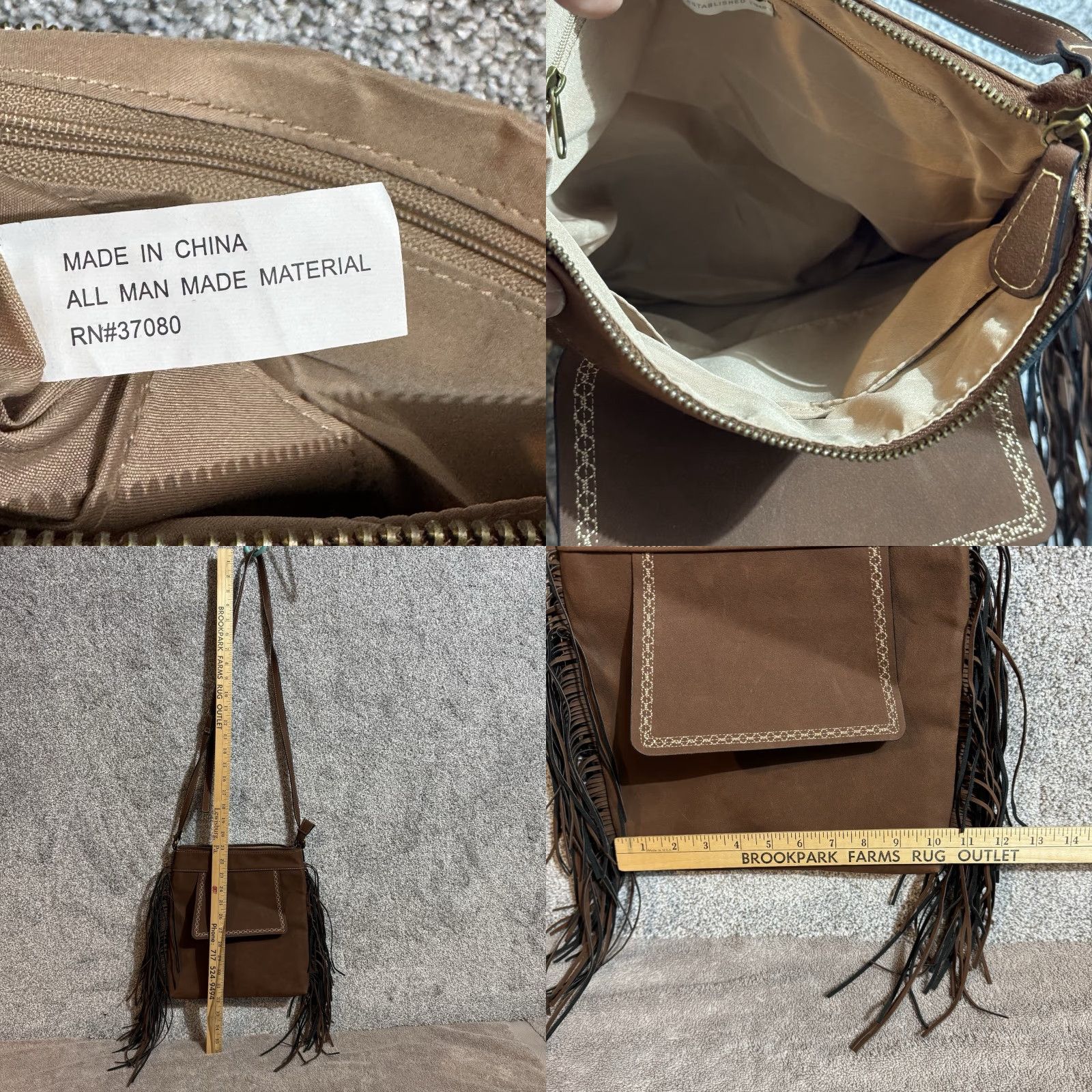 Vintage Fringe Crossbody Bag Women Boho Western Southwestern Faux Suede Hippie Festival Crossbody Strap Adjustable Pockets Brown Beige 90s Western Theme Cato Size ONE SIZE - 8 Thumbnail