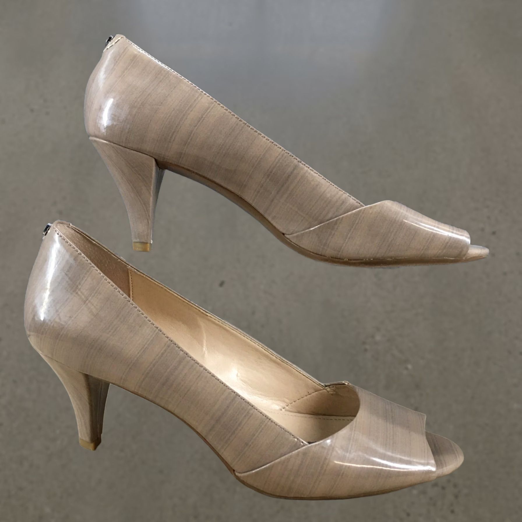 Calvin Klein Calvin Klein Heels Womens 9.5 M Parisa Peep Toe Kitten Pumps Brown Faux Leather Pump Womens 9.5 Brown Kitten Parisa Calvin Klein Shoes Size US 10 / IT 40 - 1 Thumbnail