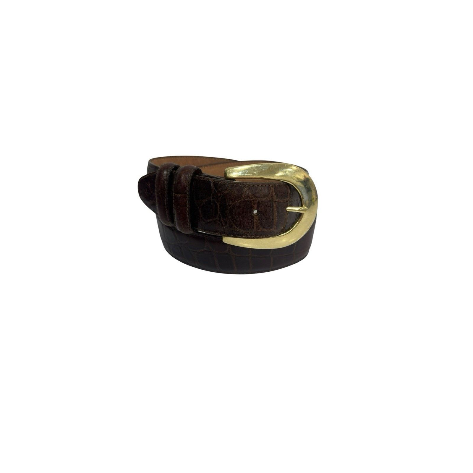 Brighton Brighton Leather Croc Embossed Belt Brass Buckle M Vintage Size ONE SIZE - 6 Thumbnail