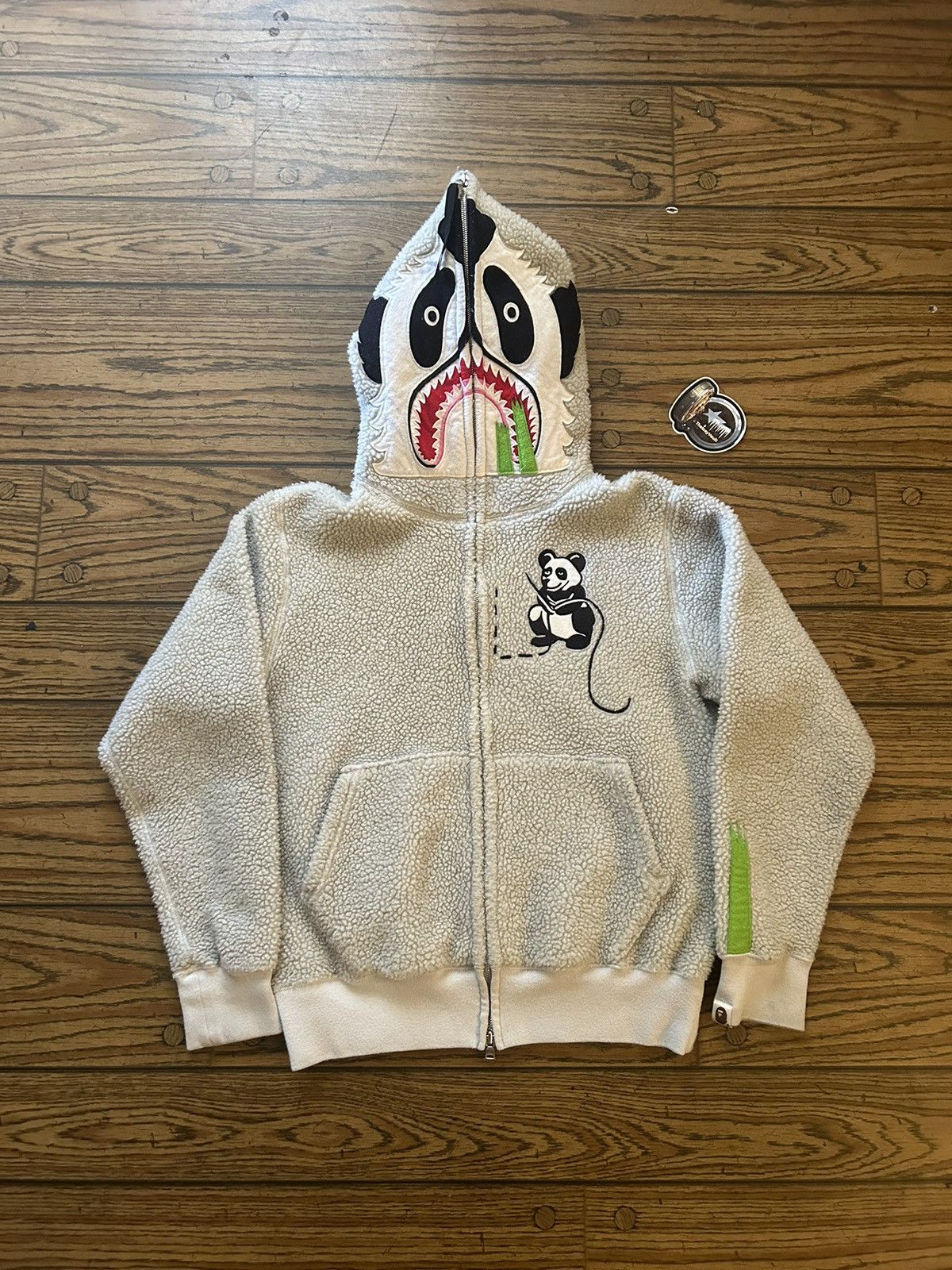 Bape Bape White BOA Fuzzy Panda Full Zip Hoodie Grailed