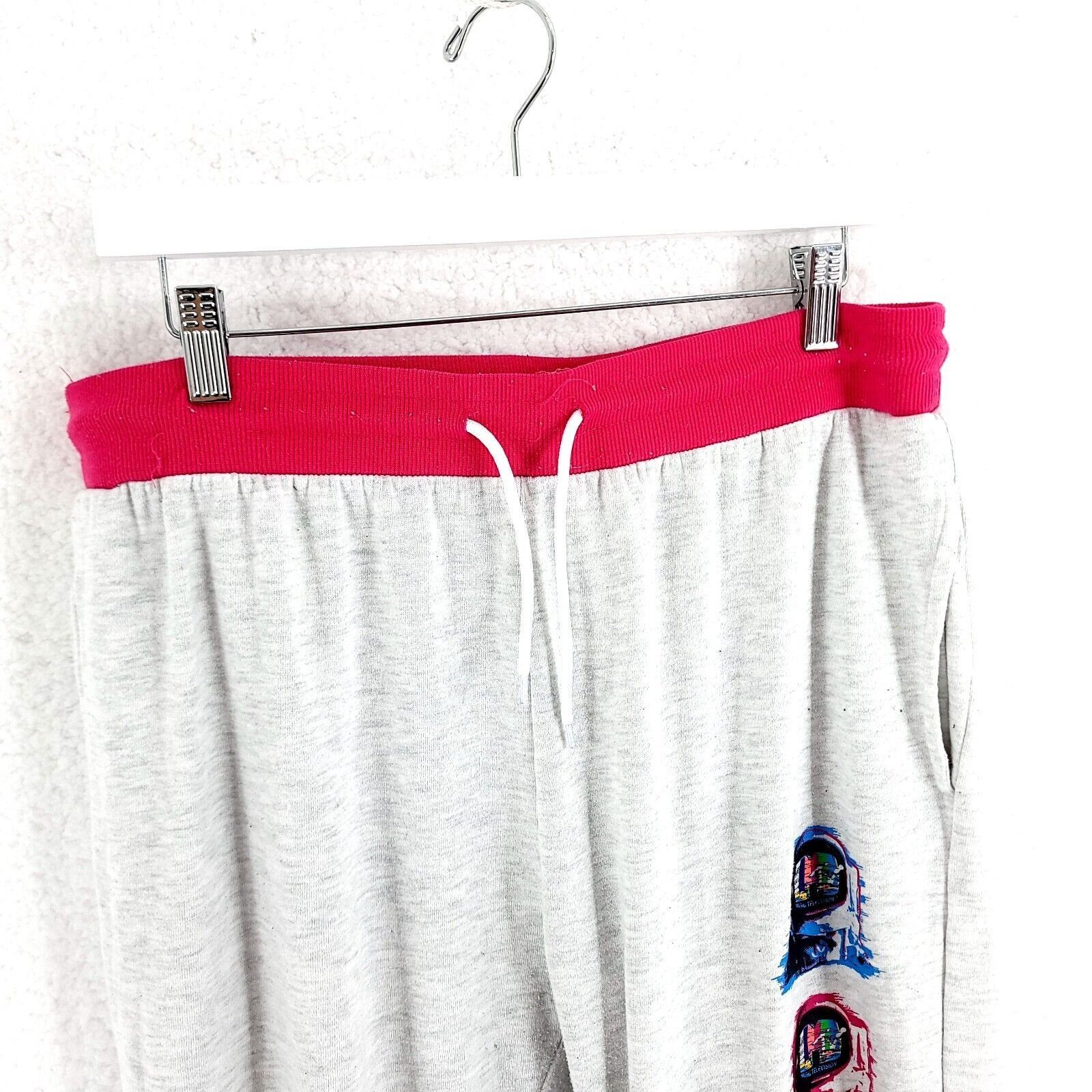 Mtv MTV Cream Pink XL Sweatpants High Rise Drawstring Athleisure Size 33" - 4 Thumbnail