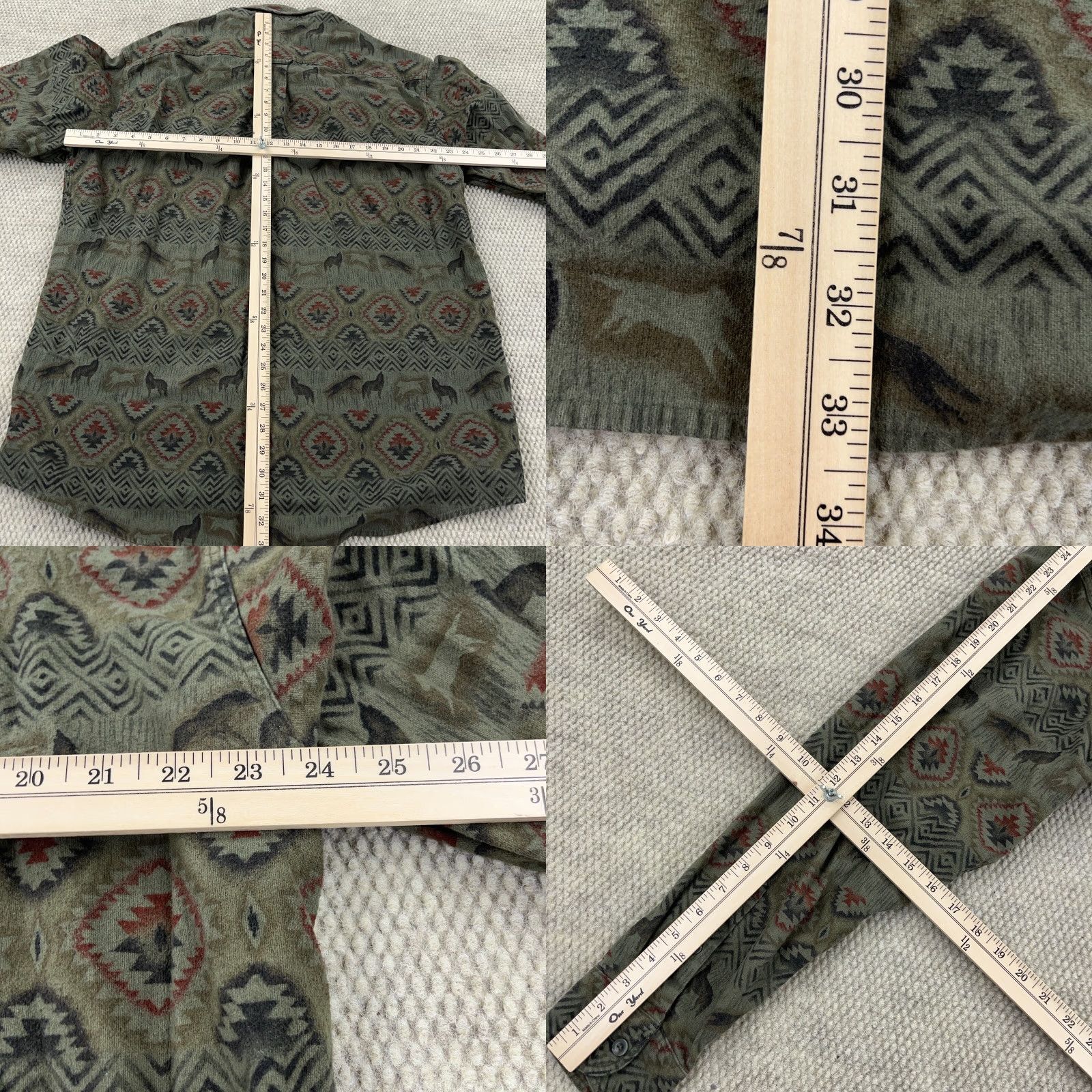 Vintage VINTAGE Cabela's Shirt Men XL Green Button Up Chamois Cloth Southwestern Wolf Size US XL / EU 56 / 4 - 8 Thumbnail