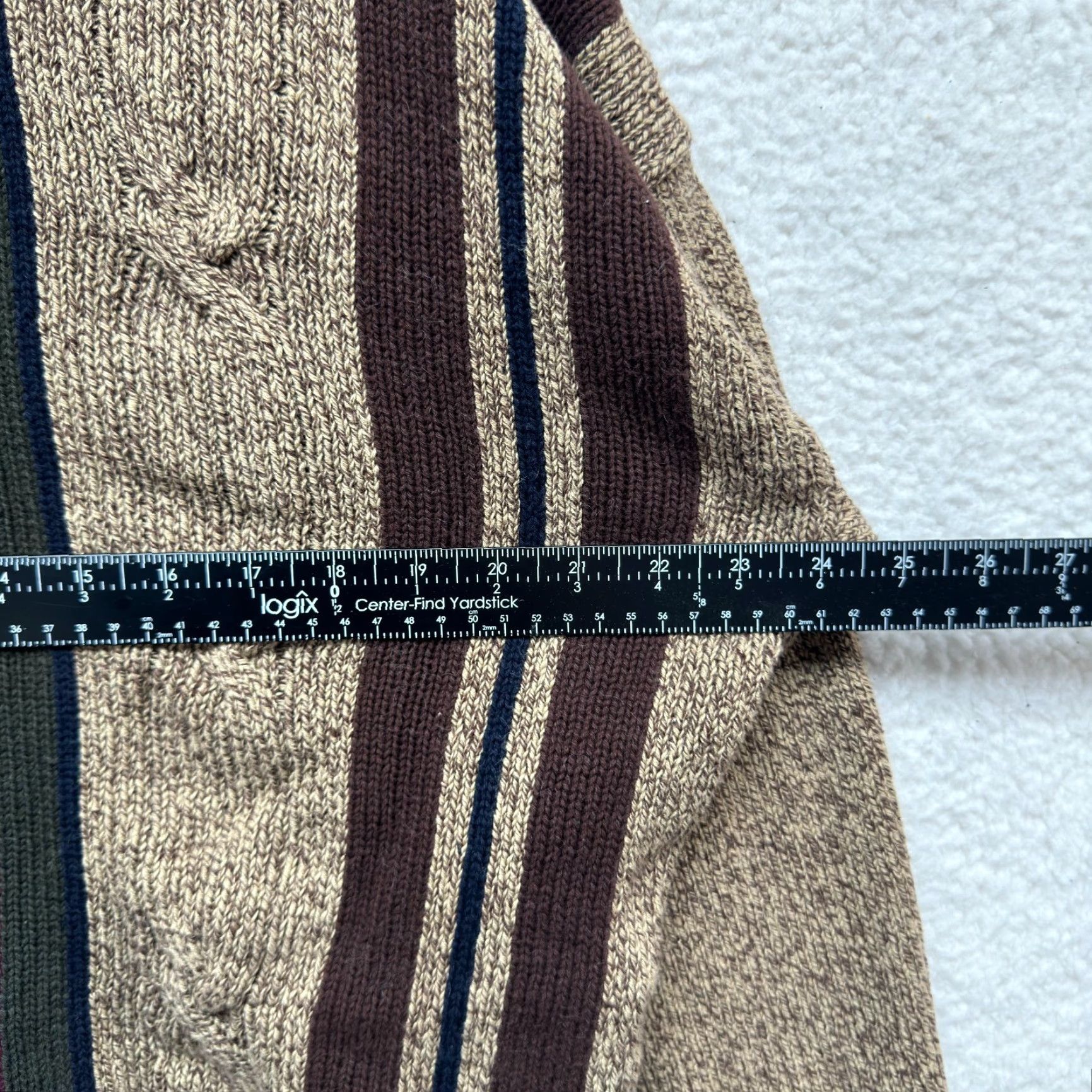 Vintage 80s 90s Vintage Striped Sweater Medium Tan Knit Pullover Grandpa Cosby Rugby Woods & Gray M Brown Casual Grunge Mens Size US M / EU 48-50 / 2 - 4 Thumbnail