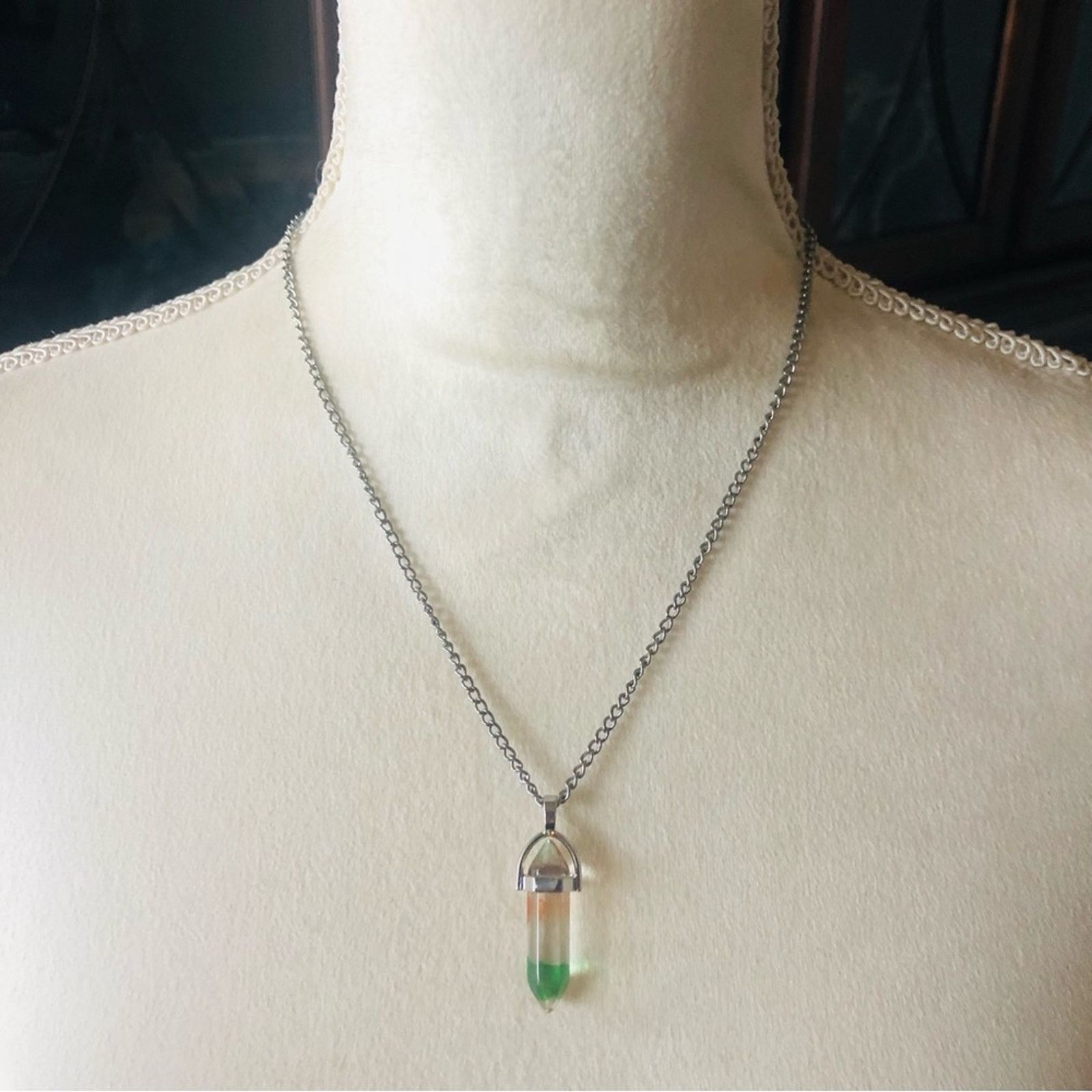 Handmade Handcrafted crowned faceted glass crystal pendant necklace Size ONE SIZE - 3 Thumbnail