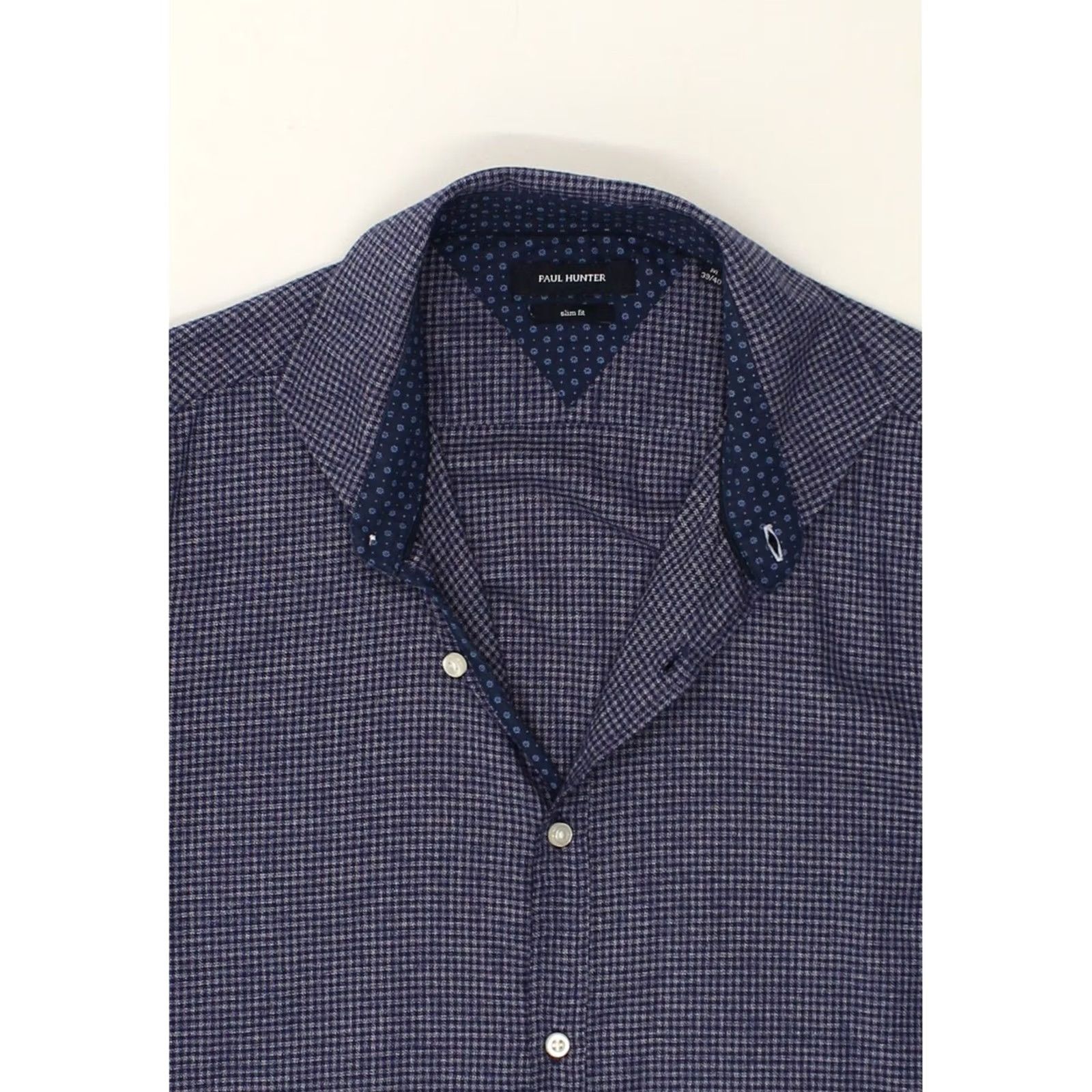 Vintage VINTAGE Mens Shirt Medium Navy Blue Gingham Cotton Slim Fit Size US M / EU 48-50 / 2 - 3 Thumbnail