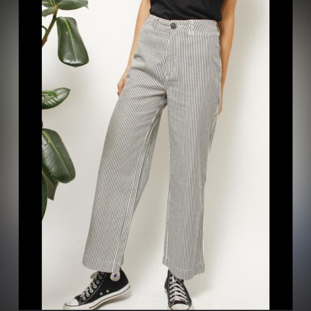 Rolla's ROLLA'S Old Mate Striped Navy White High Waist Pants sz 26 Size 26" / US 2 / IT 38 - 4 Thumbnail