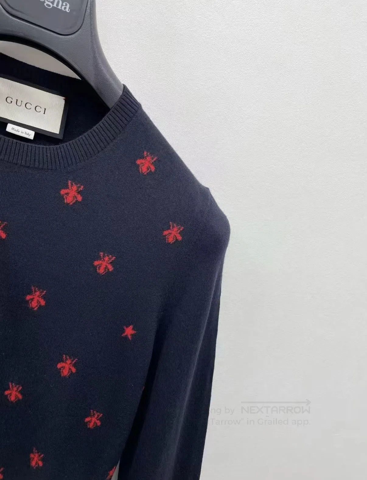 Gucci Blue Knit Sweater with Red Pattern - Size M. Size US M / EU 48-50 / 2 - 3 Thumbnail