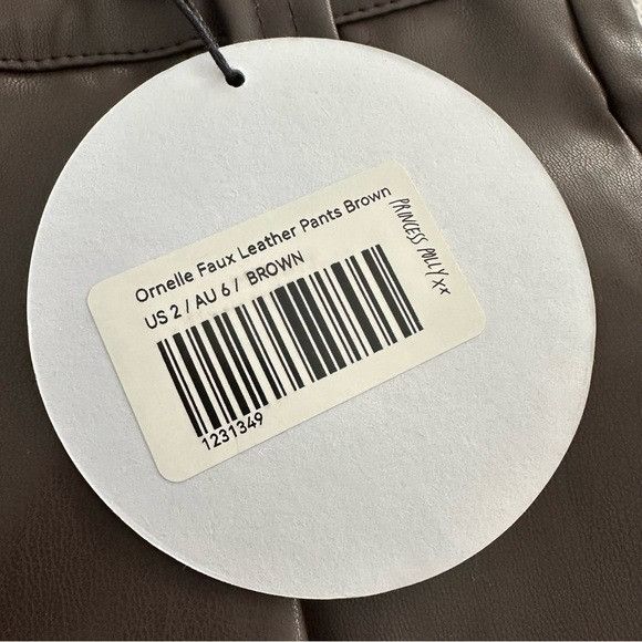 PRINCESS POLLY NWT Princess Polly ORNELLA FAUX LEATHER PANTS BROWN Size 26" / US 2 / IT 38 - 6 Thumbnail