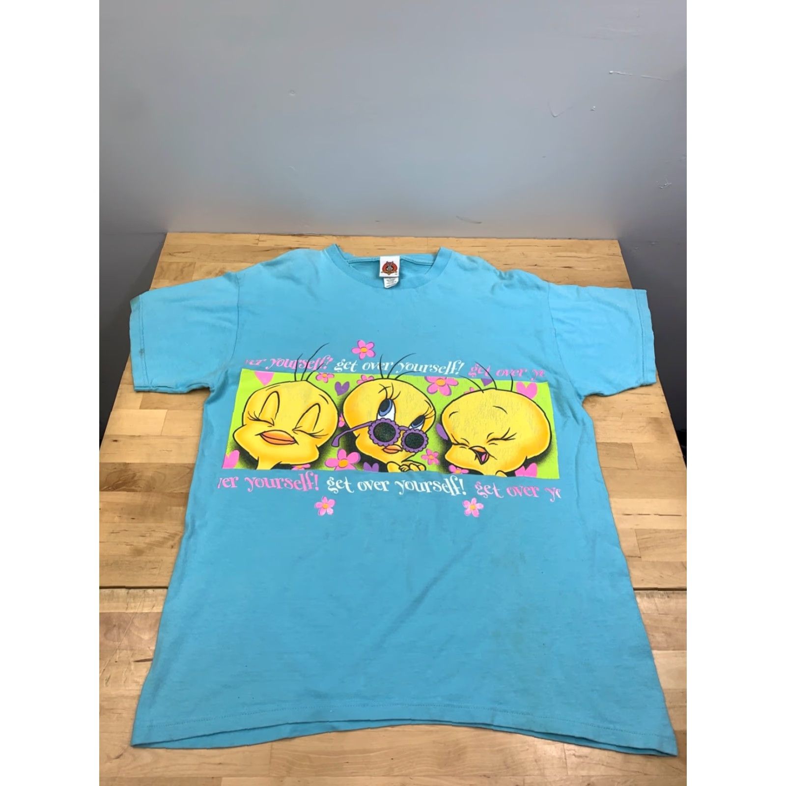 Vintage VINTAGE Looney Tunes Tweety Bird Shirt M Aqua Blue Crew Neck Cotton T-Shirt Men Regular Short Sleeve 1990s Boys Girls? Size US M / EU 48-50 / 2 - 4 Thumbnail