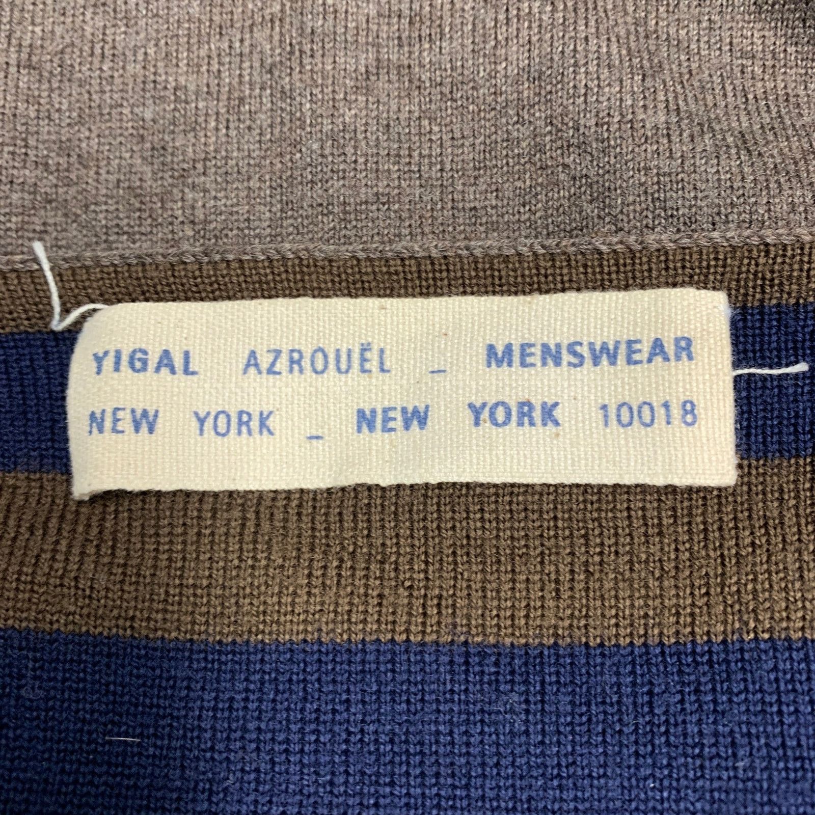 Yigal Azrouel YIGAL AZROUEL Size M Brown Navy Stripe Wool Zip Up Cardigan Size US M / EU 48-50 / 2 - 4 Thumbnail