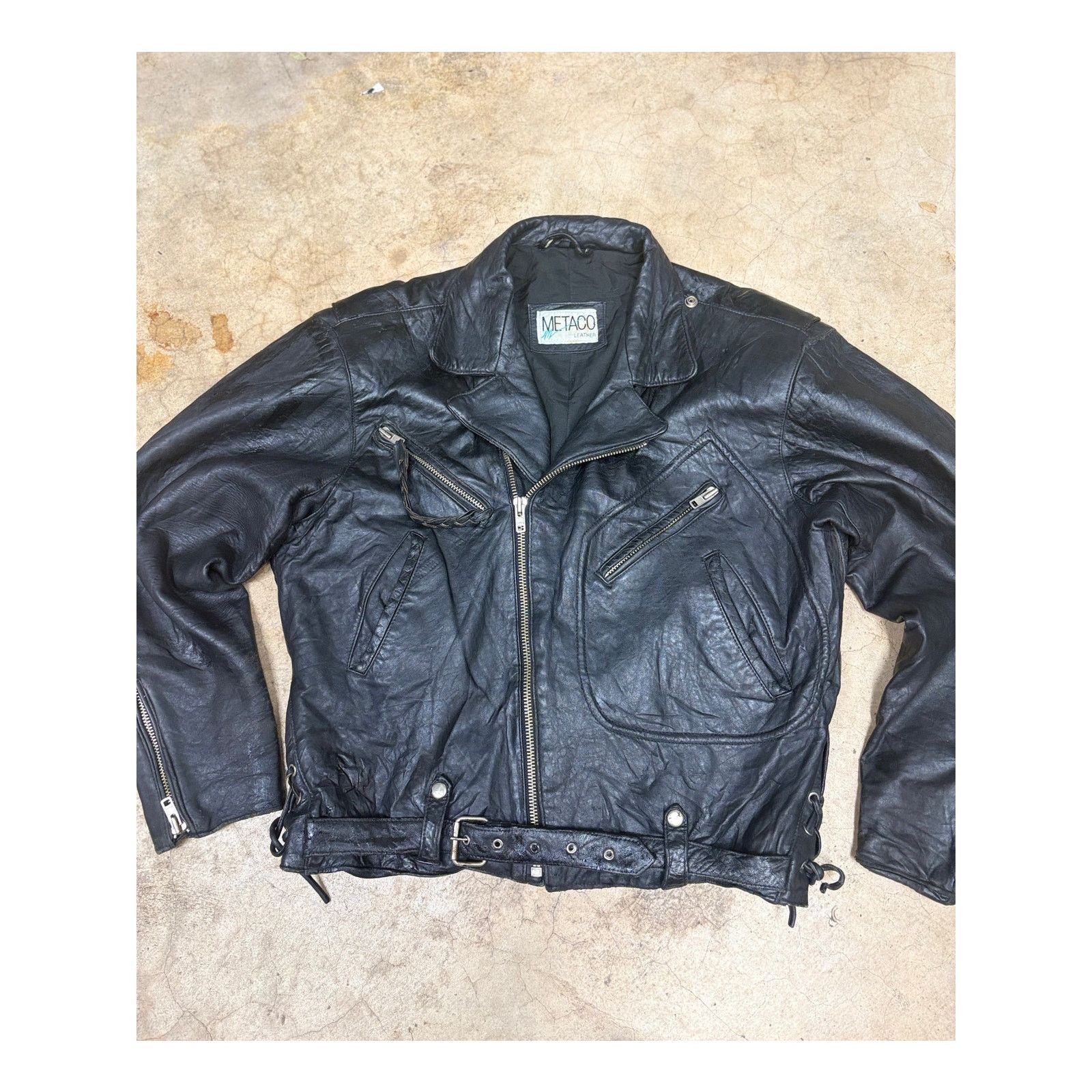 Vintage 1980's Vintage Original METACO Black Leather Moto Jacket M Size M / US 6-8 / IT 42-44 - 4 Thumbnail