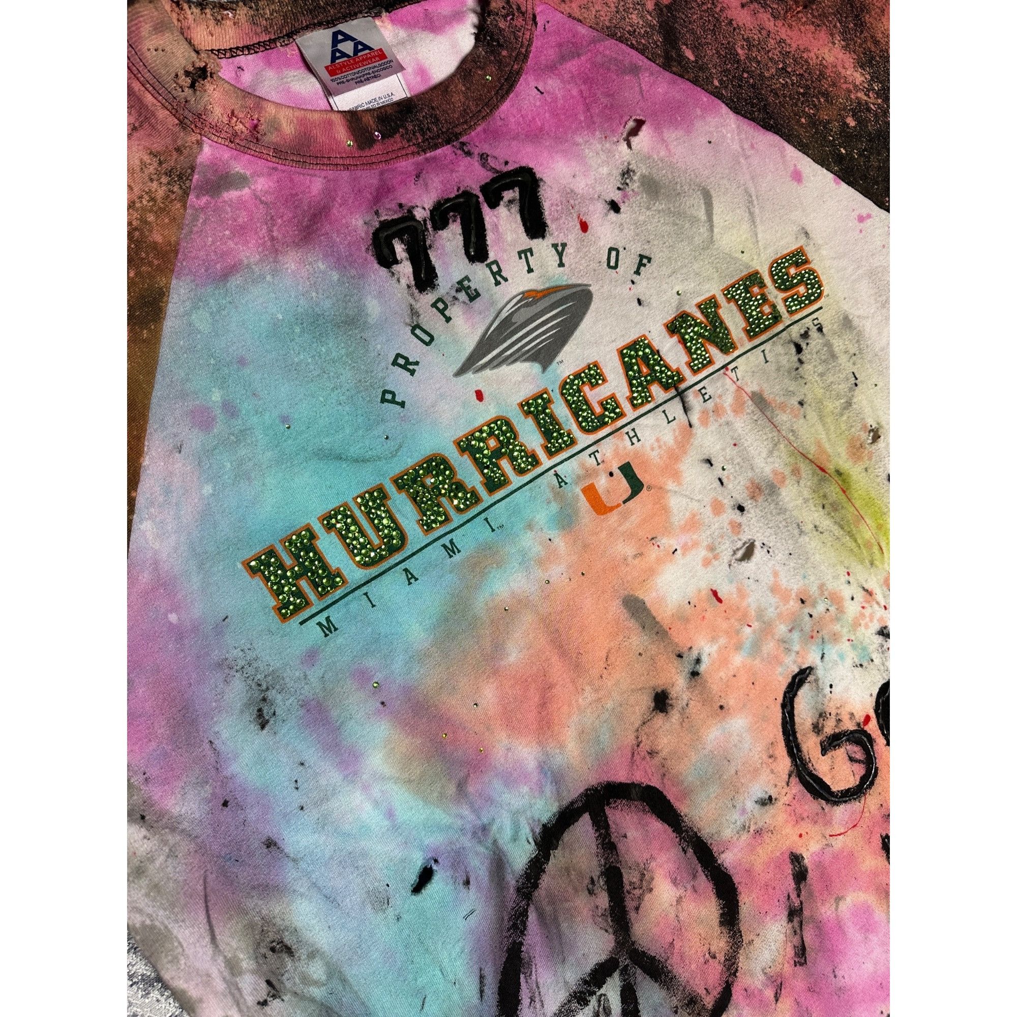 Vintage Custom Reworked Embellished Bleached Distressed Paint Staine Size US XL / EU 56 / 4 - 4 Thumbnail