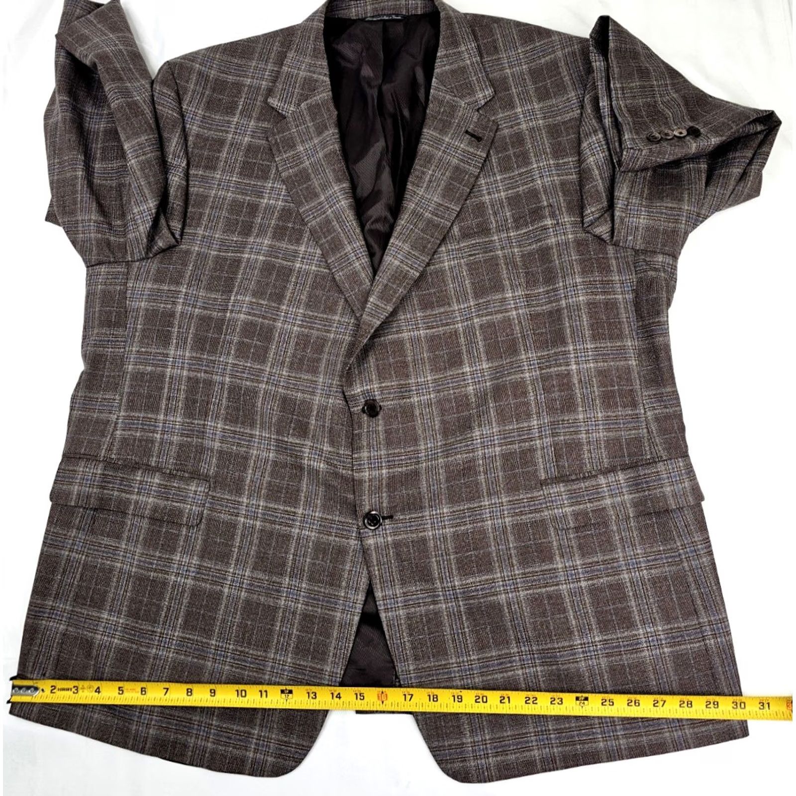 Vintage S. Cohen Guabello Portly Wool Sport Coat Blazer Men 52R Brown Plaid Jacket Mockups: Business Casual Size 52R - 7 Thumbnail