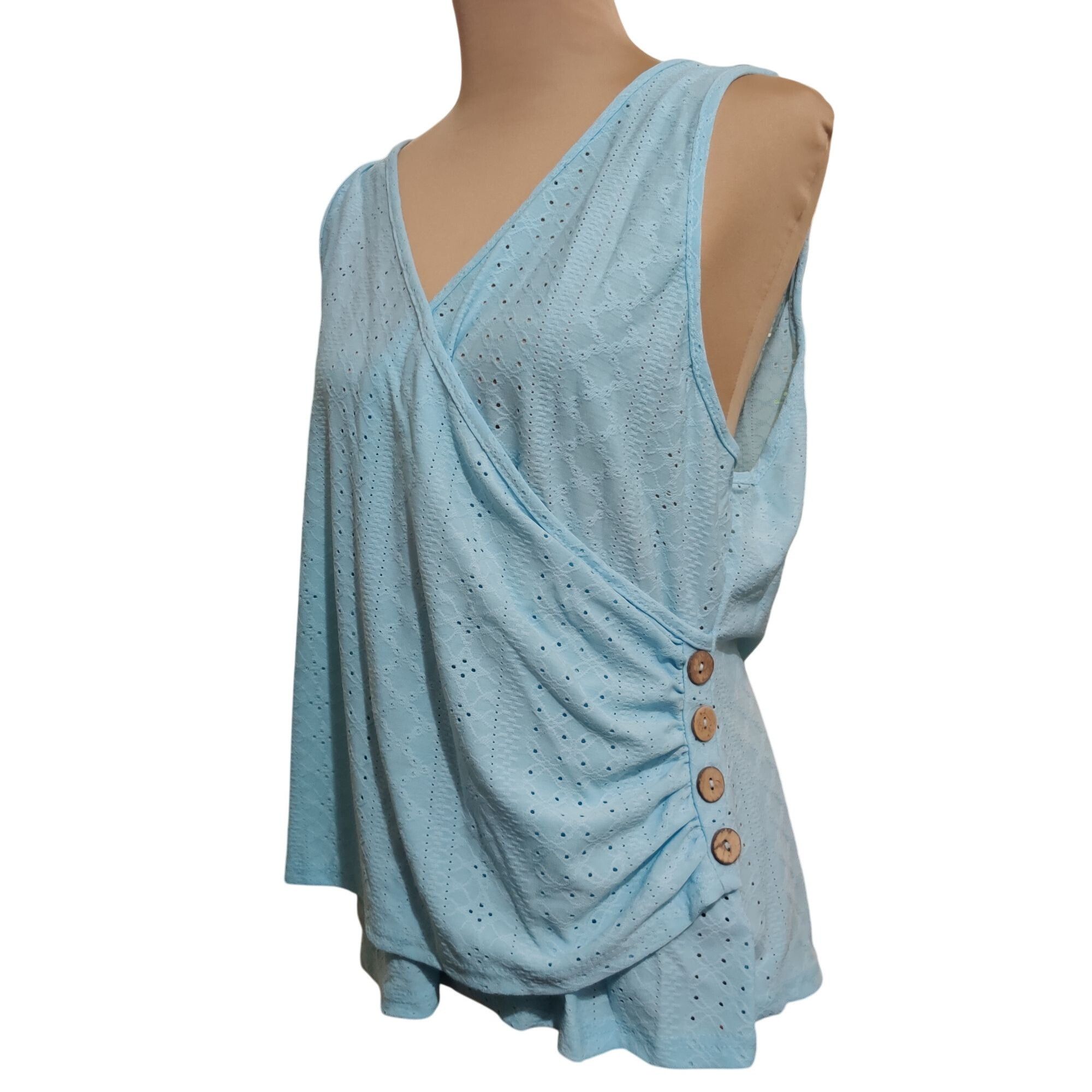 Shein Shein Curve Womens Plus Size Tank Top Eyelet Wrap Side Butto Size 3XL / US 20-22 - 2 Thumbnail