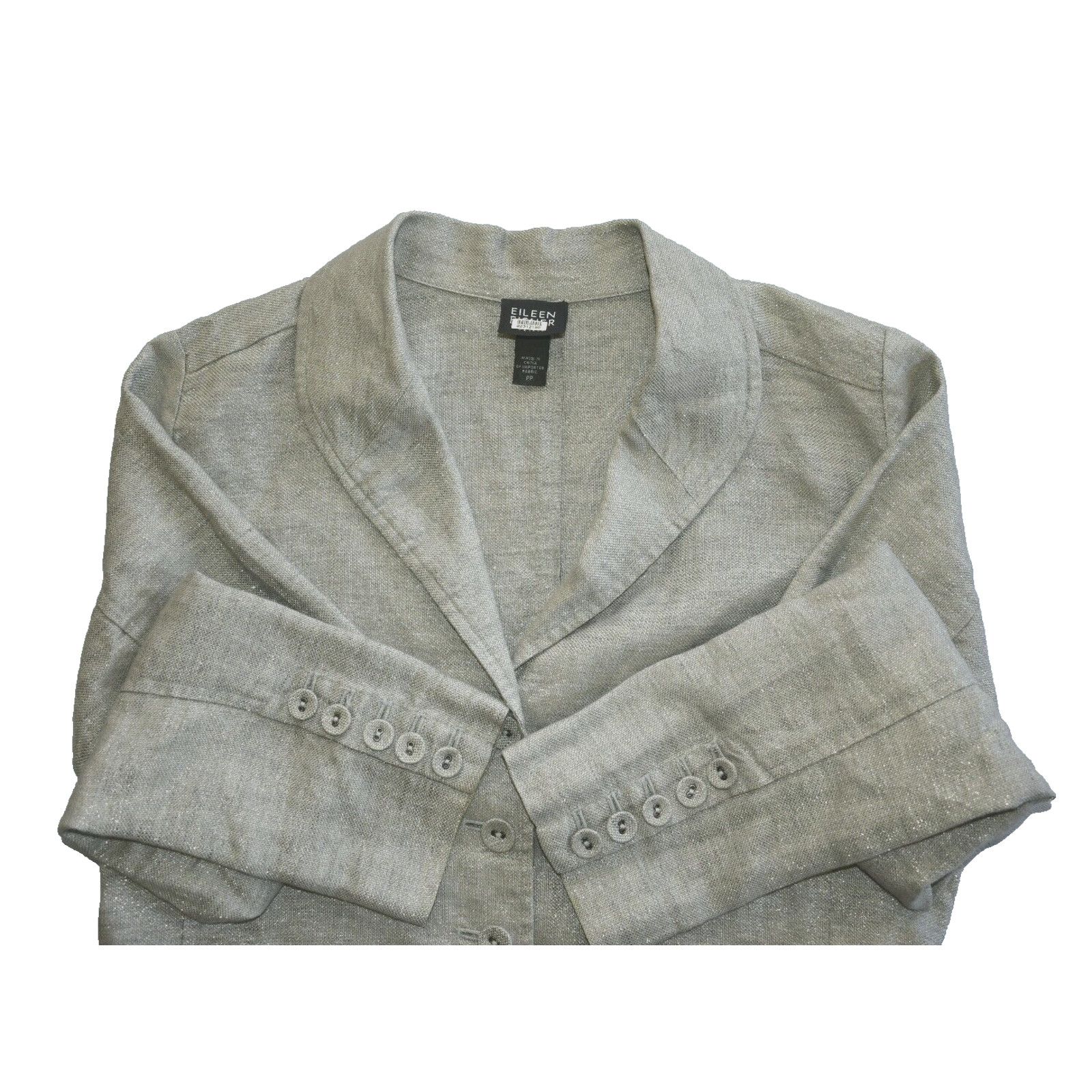 Eileen Fisher EILEEN FISHER Grey Metallic Linen Blend Front Blazer Size PP Size S / US 4 / IT 40 - 4 Thumbnail