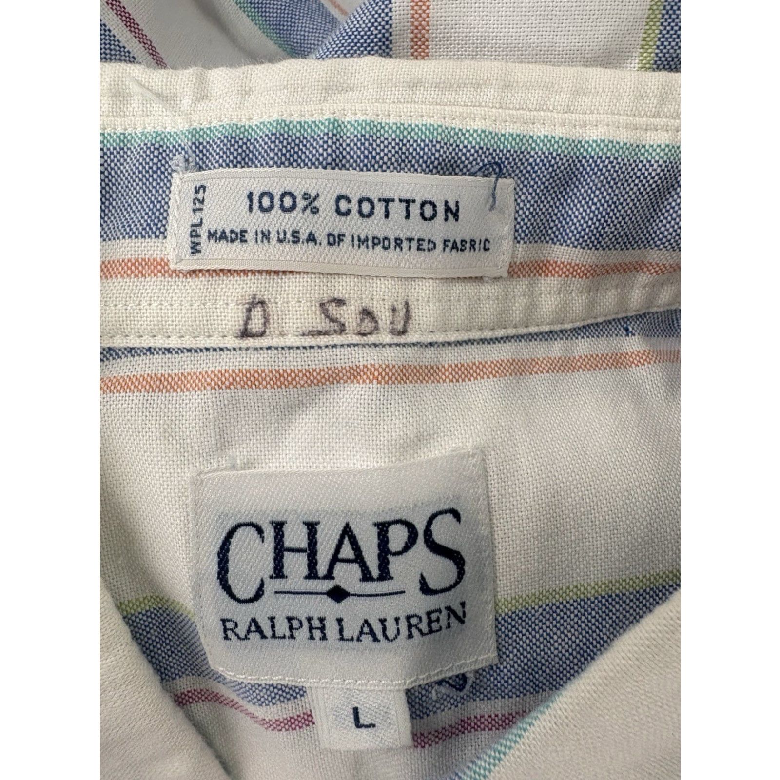Ralph Lauren VINTAGE Ralph Lauren Chaps Men’s Button-Up Shirt L Cotton Striped 90s USA Retro Short Sleeve Size US L / EU 52-54 / 3 - 7 Thumbnail
