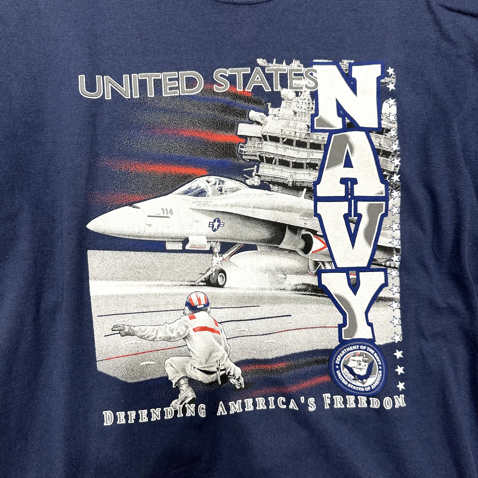 Hanes Y2K United States Navy Graphic Aviation Shirt Mens L Size US L / EU 52-54 / 3 - 2 Thumbnail