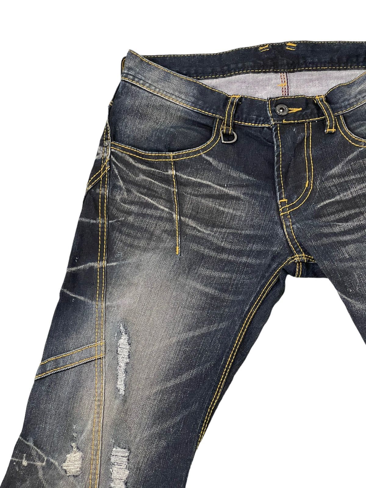 Japanese Brand Flare Jeans Hideaways Nicole Distress Low Rise Stretch 7🟦5 Size US 31 - 8 Thumbnail