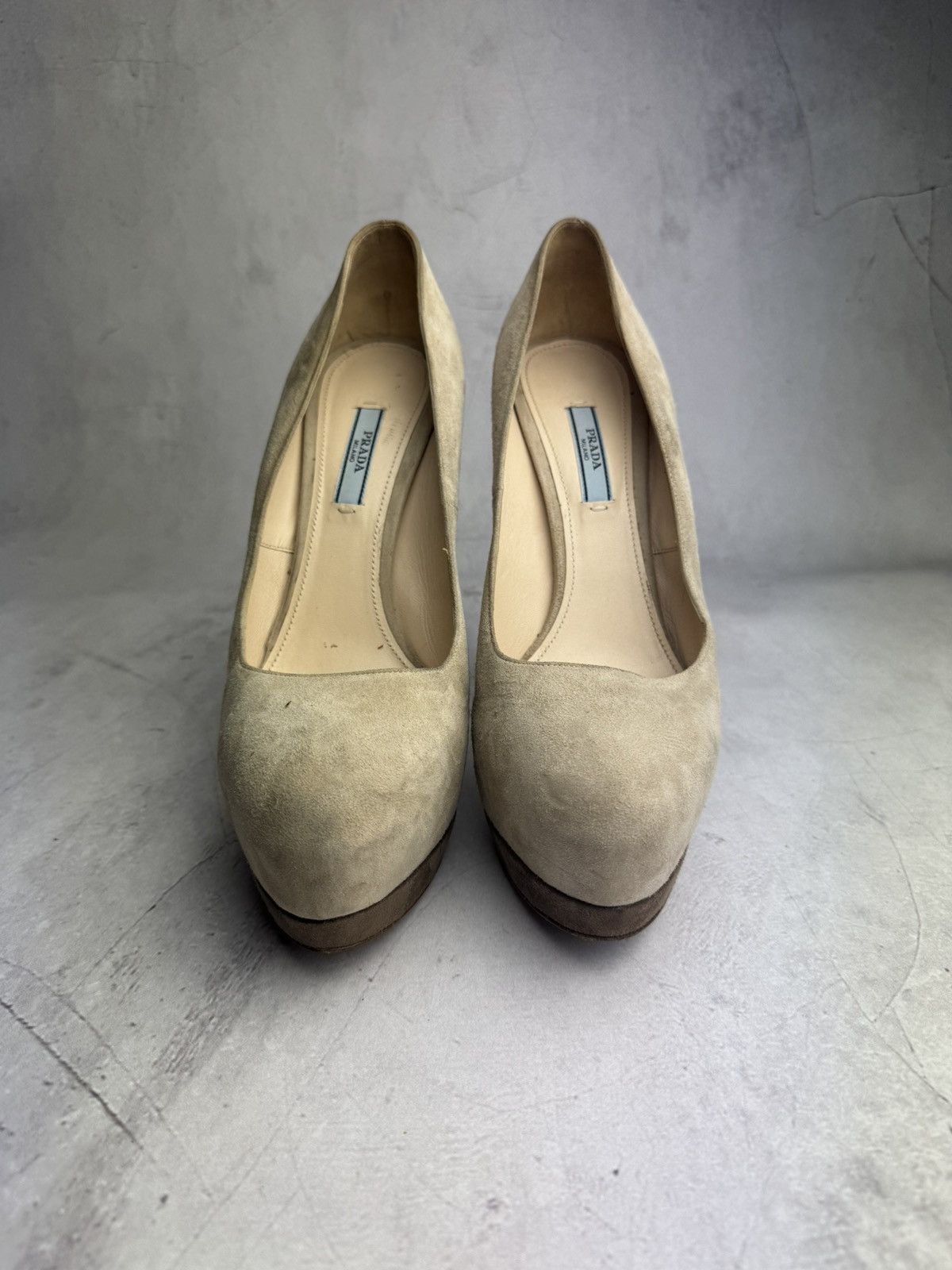 Prada × Vintage Prada Heels Milano Suede Leather Beige Pumps Women’s Size US 11 / IT 41 - 2 Thumbnail