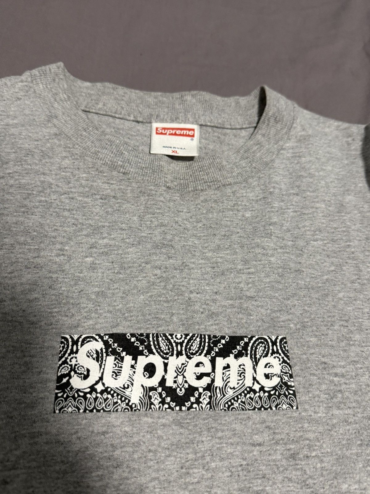 Supreme Supreme 2001 paisley bandana box logo tee grey Size US XL / EU 56 / 4 - 2 Thumbnail